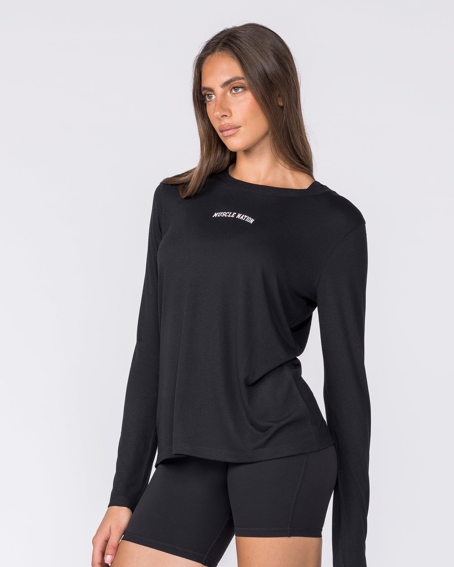 Routine Long Sleeve Top - Black-Long Sleeve T-Shirts-XXS-032610BLK-XXS-MNAPPRL49503-3-Muscle Nation