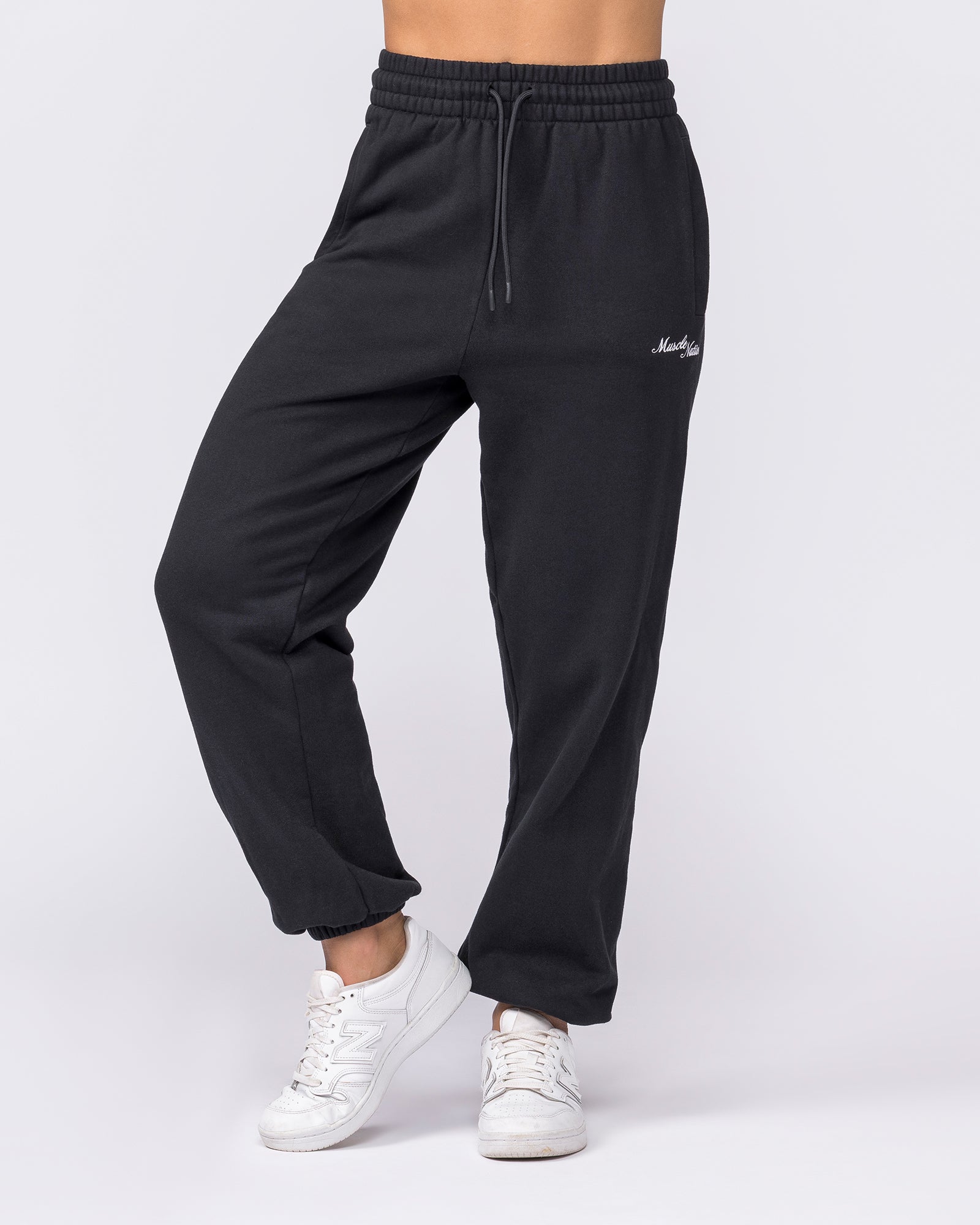 Routine Slouchy Trackies - Black-Bottoms-XXS-032625BLK-XXS-MNAPPRL49287-3-Muscle Nation