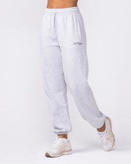 Routine Slouchy Trackies Light Grey Marl - Muscle Nation women's trackpants