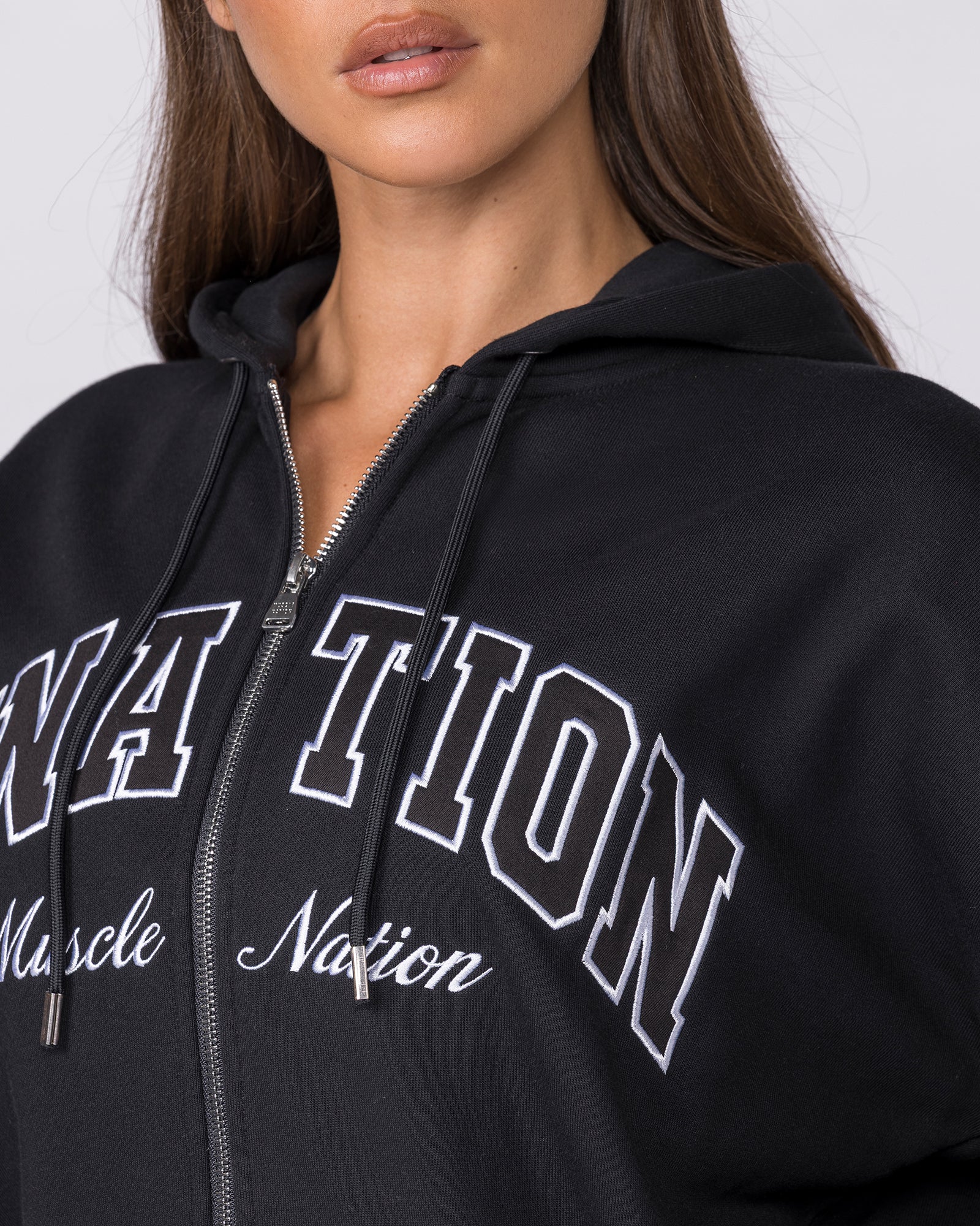Routine Zip Through Hoodie - Black-Jumpers & Hoodies-XXS-032619BLK-XXS-MNAPPRL49224-2-Muscle Nation