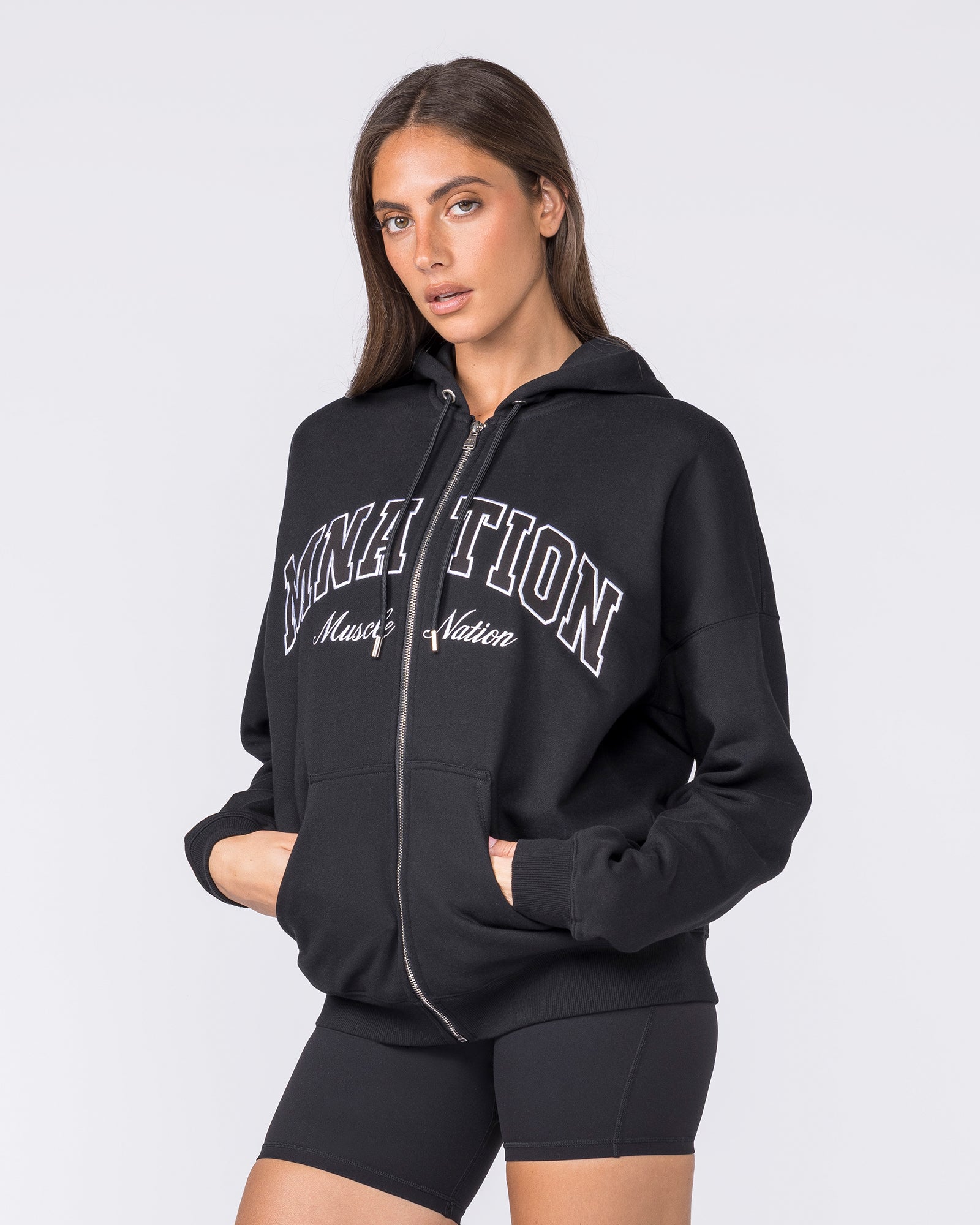 Routine Zip Through Hoodie - Black-Jumpers & Hoodies-XXS-032619BLK-XXS-MNAPPRL49224-4-Muscle Nation