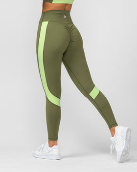 Sunlight Signature Scrunch Ankle Length Leggings - Green Ivy-Leggings-XXS-012206GRNIVY-XXS-MNAPPRL13108-1-Muscle Nation