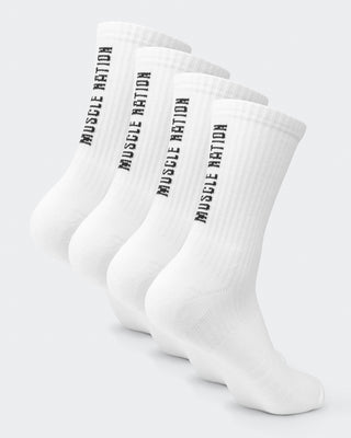 Mens Trainer Crew Sock (2x Pack) - White-Socks-White-ACC1124166WHT-ONE-MNAPPRL32720-1-Muscle Nation