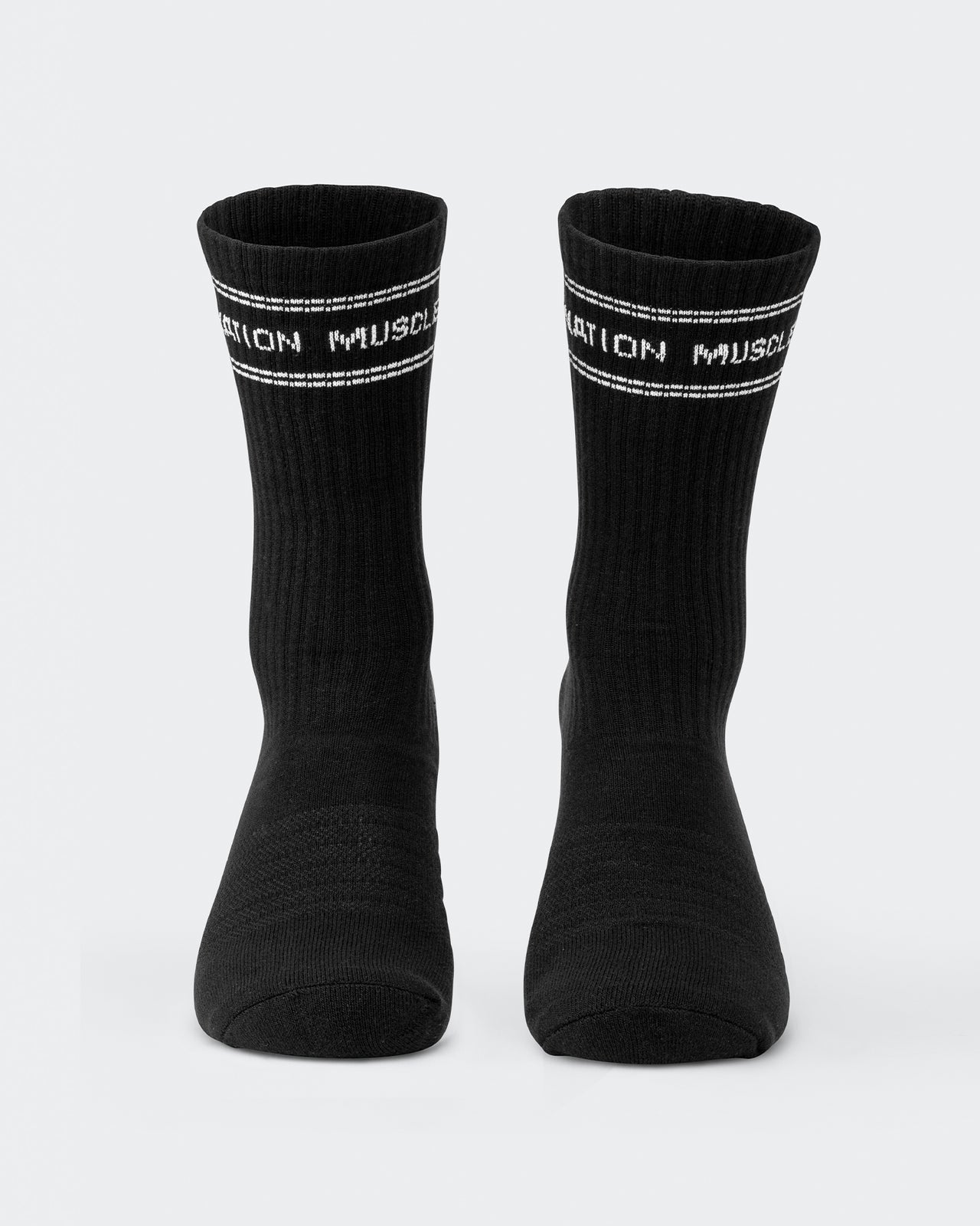 Mens Stripe Crew Sock (2x Pack) - Black-Socks-Black-ACC1124169BLK-ONE-MNAPPRL32727-4-Muscle Nation