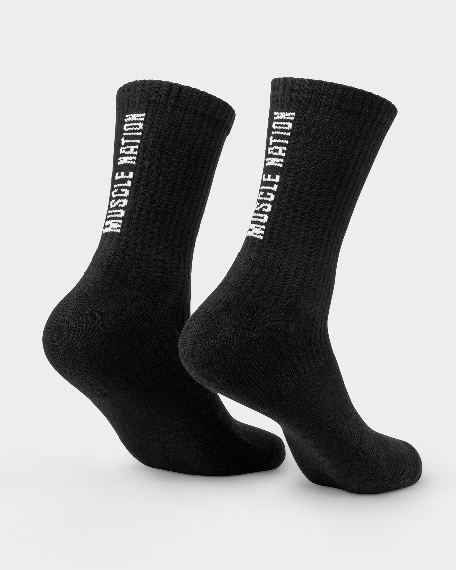 Mens Trainer Crew Sock (2x Pack) - Black-Socks-Black-ACC1124166BLK-ONE-MNAPPRL32721-4-Muscle Nation