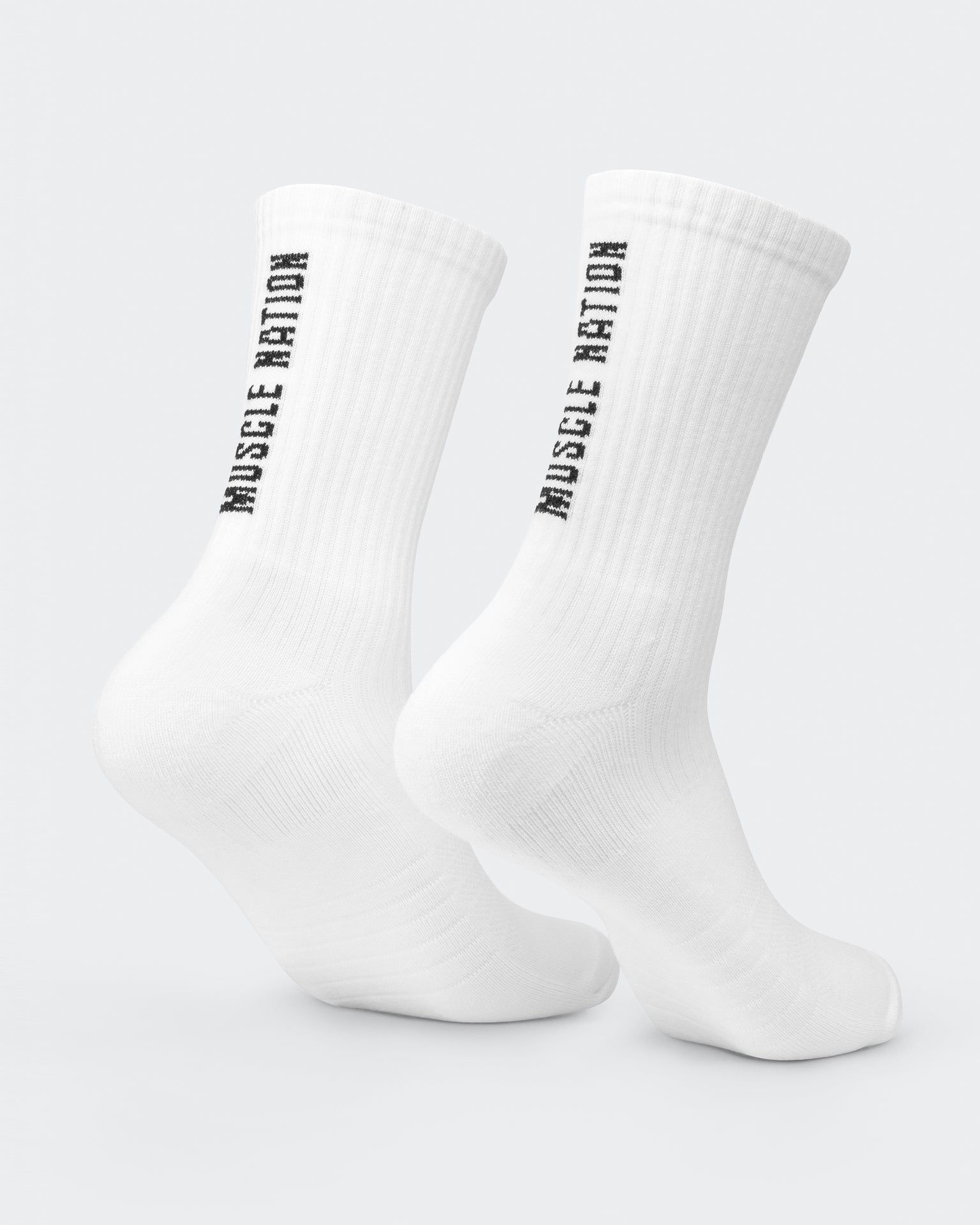 Mens Trainer Crew Sock (2x Pack) - White-Socks-White-ACC1124166WHT-ONE-MNAPPRL32720-5-Muscle Nation