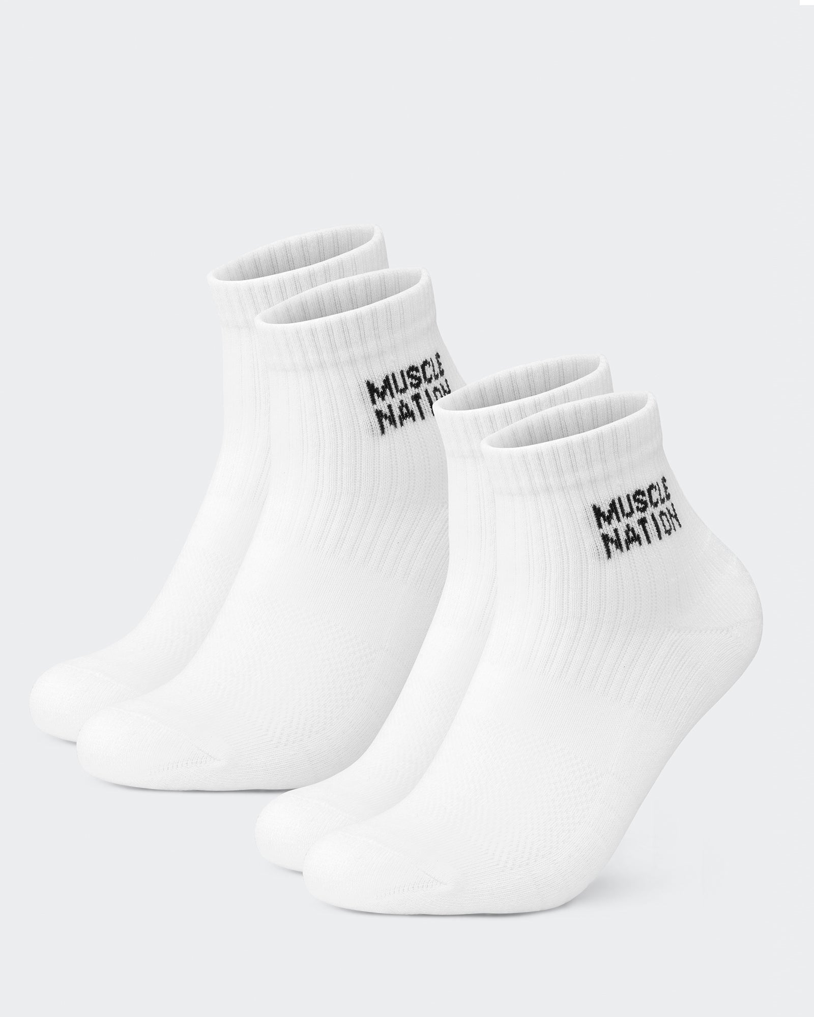 Womens 1/4 Crew Sock (2X Pack) - Black / White-Socks-ACC1125205BLKWHT-MNAPPRL47940-10-Muscle Nation