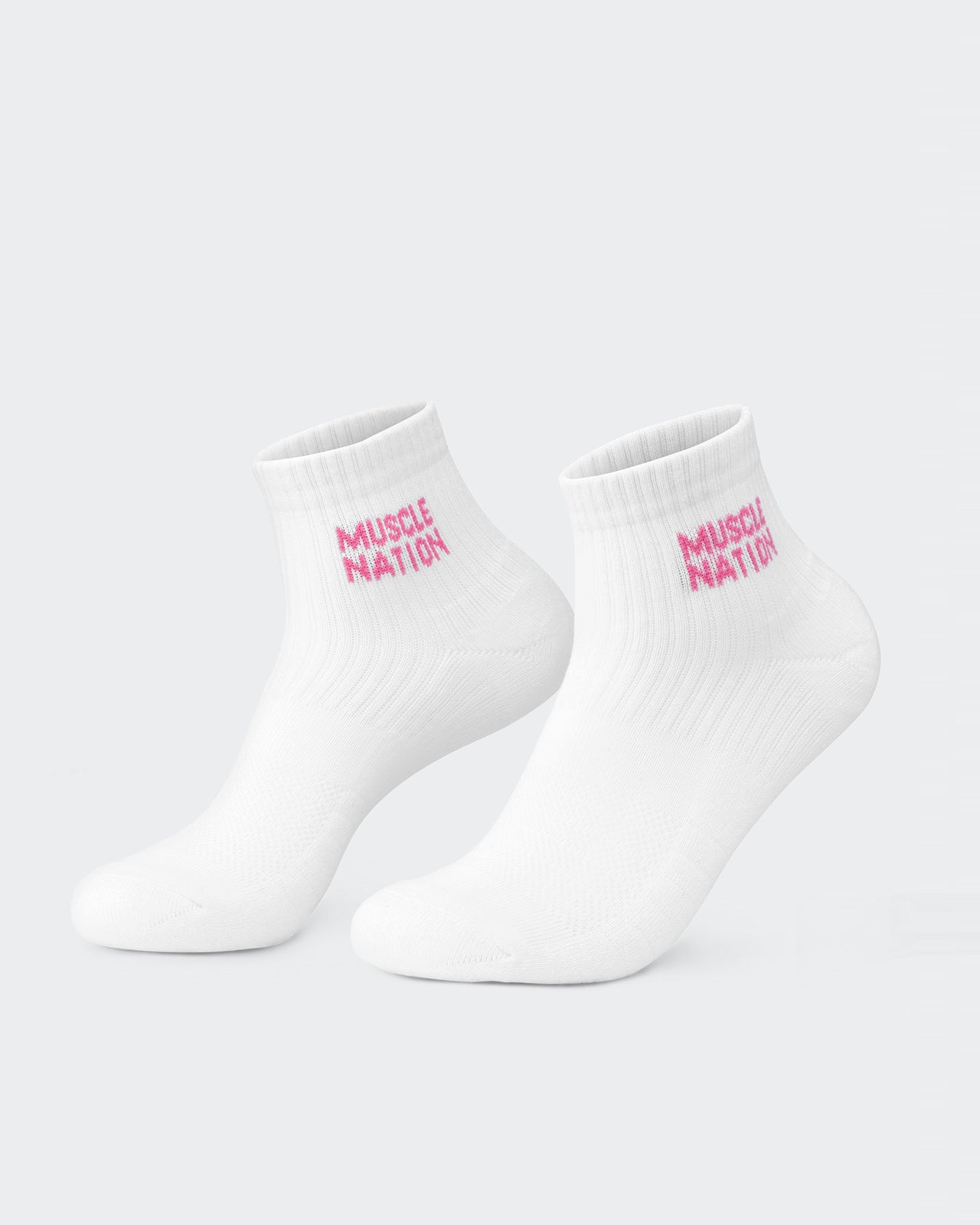 Womens 1/4 Crew Sock (2x Pack) - Clover/ Hollywood pink-Socks-White/ Clover, White/ Hollywood Pink-MNAPPRL32715WHTCLVHPK-ONE-MNAPPRL32715-4-Muscle Nation