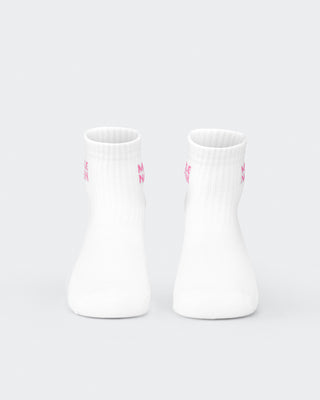 Womens 1/4 Crew Sock (2x Pack) - Clover/ Hollywood pink-Socks-White/ Clover, White/ Hollywood Pink-MNAPPRL32715WHTCLVHPK-ONE-MNAPPRL32715-2-Muscle Nation