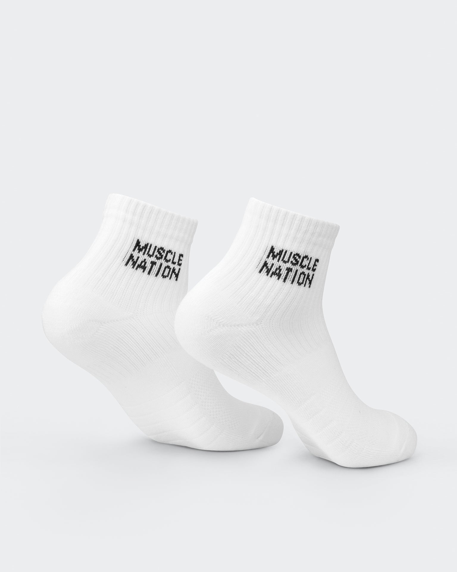Womens 1/4 Crew Sock (2x Pack)-Socks-White-AC022464WHT-ONE-MNAPPRL29445-4-Muscle Nation