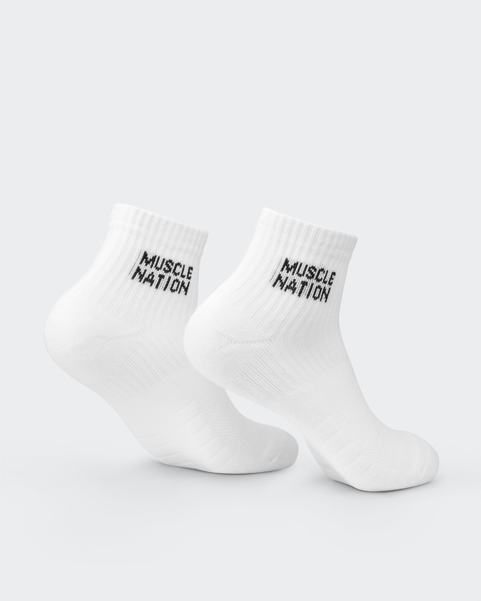 Womens 1/4 Crew Sock (2x Pack)-Socks-White-AC022464WHT-ONE-MNAPPRL29445-4-Muscle Nation