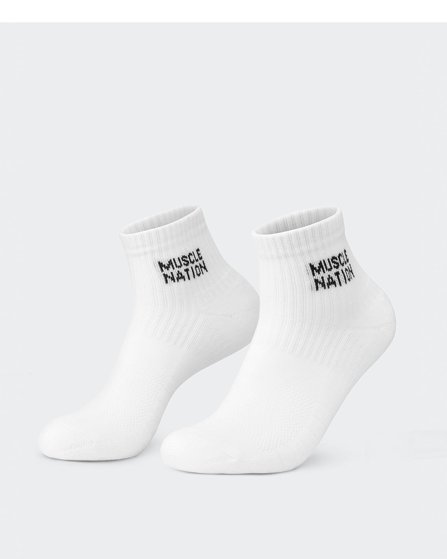 Womens 1/4 Crew Sock (2x Pack)-Socks-White-AC022464WHT-ONE-MNAPPRL29445-3-Muscle Nation