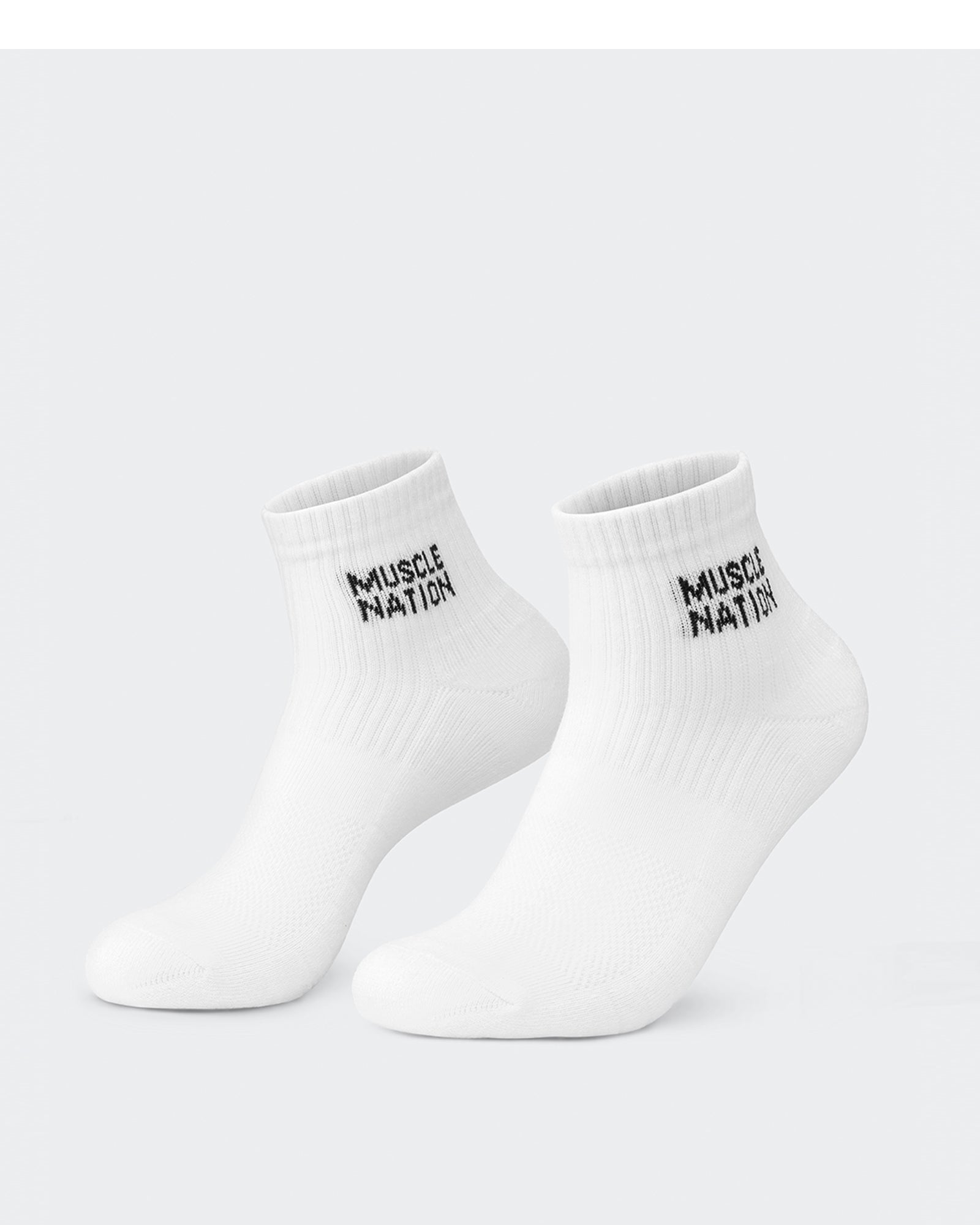 Womens 1/4 Crew Sock (2x Pack)-Socks-White-AC022464WHT-ONE-MNAPPRL29445-3-Muscle Nation