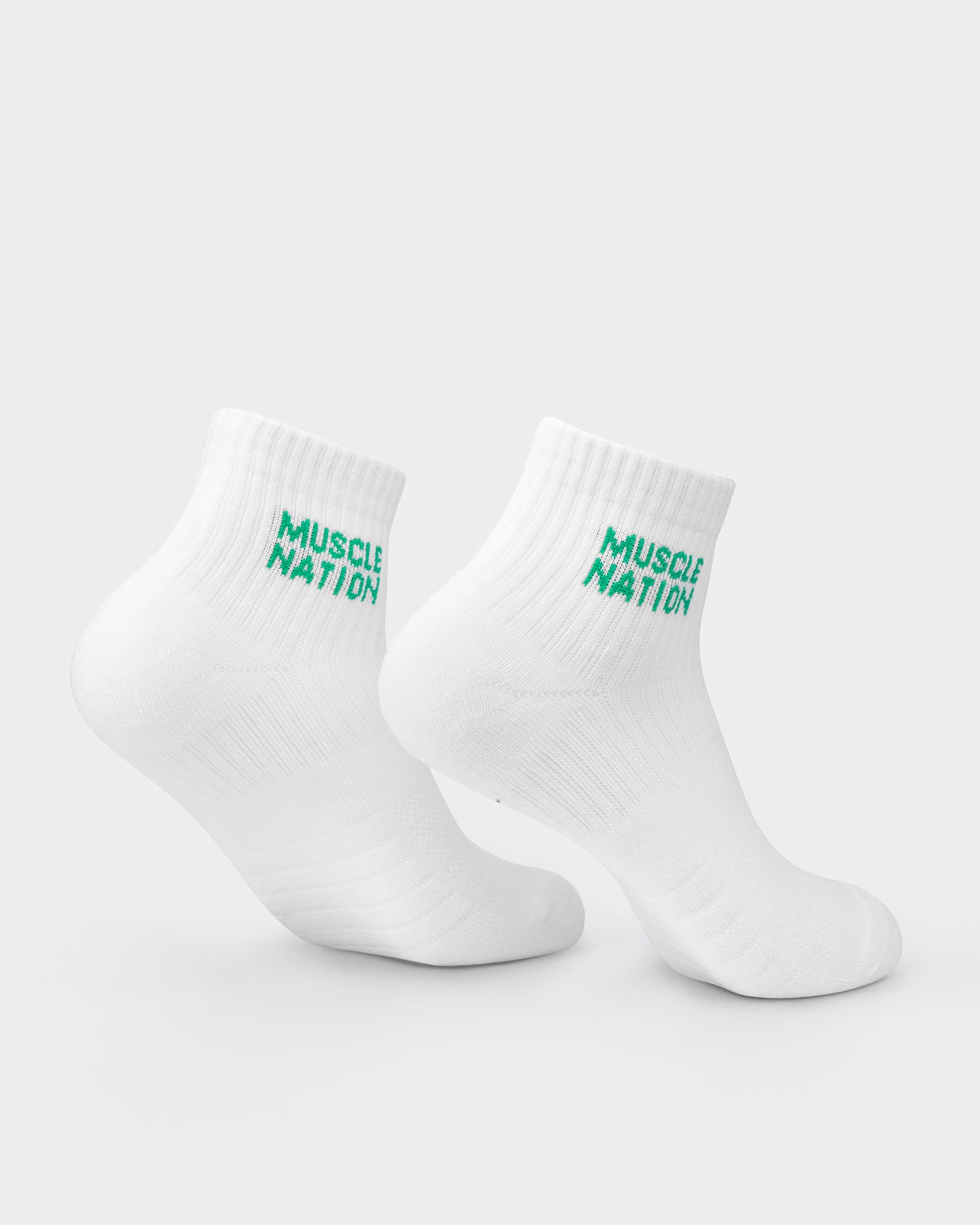 Womens 1/4 Crew Sock (2x Pack) - Clover/ Hollywood pink-Socks-White/ Clover, White/ Hollywood Pink-MNAPPRL32715WHTCLVHPK-ONE-MNAPPRL32715-3-Muscle Nation