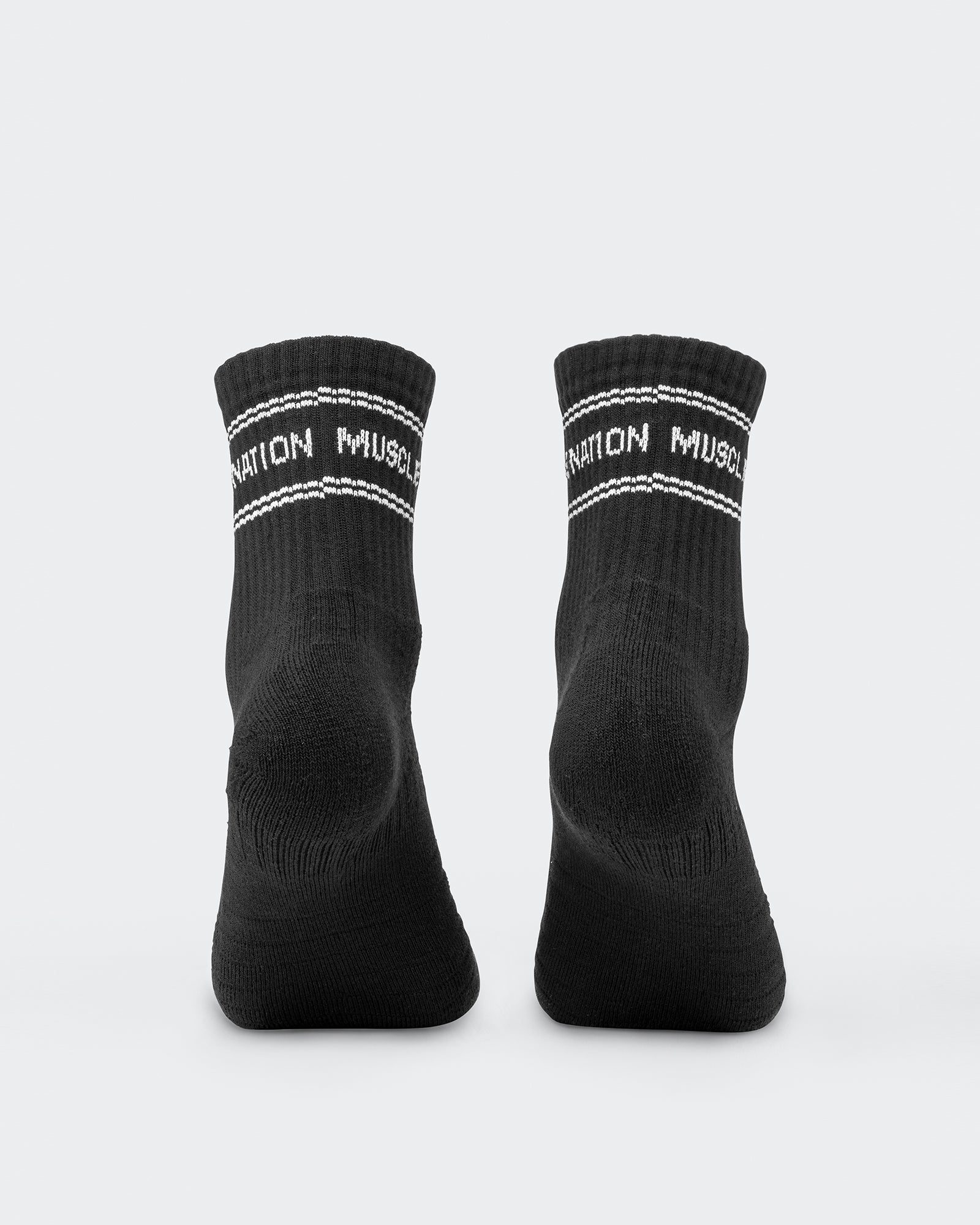 Womens Stripe Crew Sock (2x Pack) - Black/ Grey Marl-Socks-Black/ White, Grey Marl/ White-ACC1124168BKWTGMWT-ONE-MNAPPRL32723-5-Muscle Nation