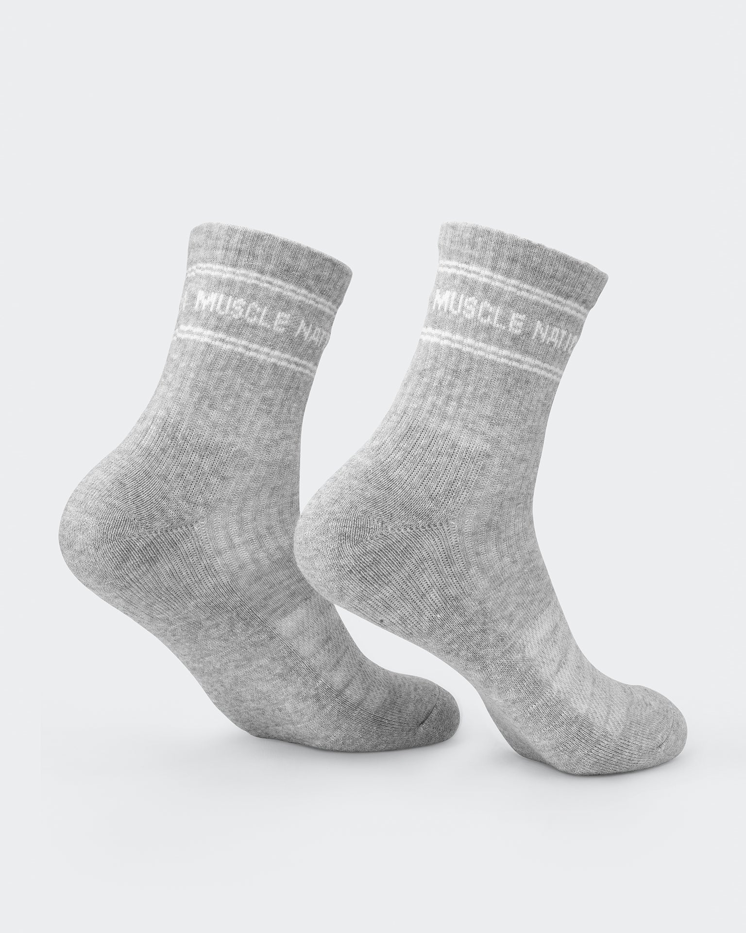 Womens Stripe Crew Sock (2x Pack) - Black/ Grey Marl-Socks-Black/ White, Grey Marl/ White-ACC1124168BKWTGMWT-ONE-MNAPPRL32723-4-Muscle Nation