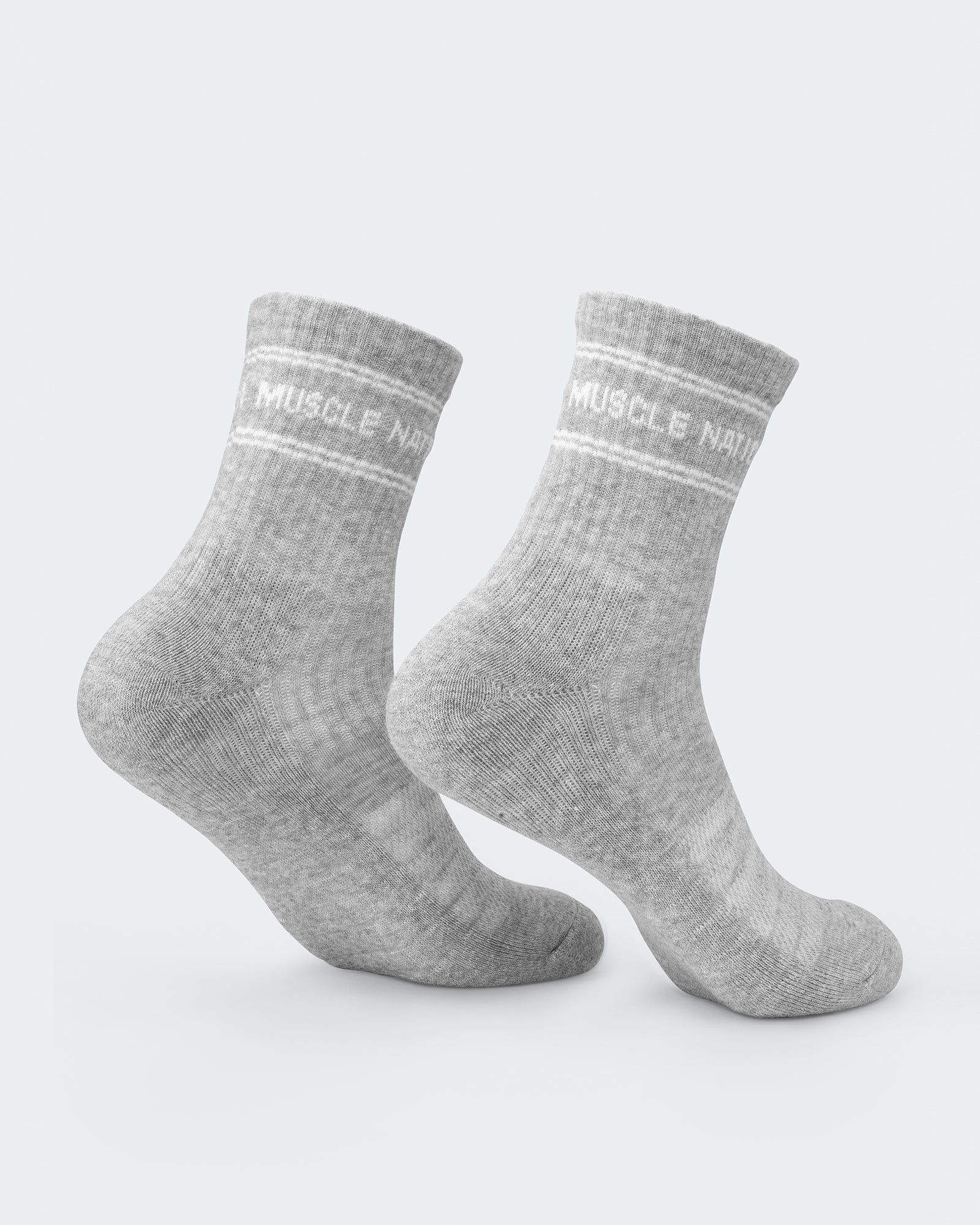Womens Stripe Crew Sock (2x Pack) - Black/ Grey Marl-Socks-Black/ White, Grey Marl/ White-ACC1124168BKWTGMWT-ONE-MNAPPRL32723-4-Muscle Nation