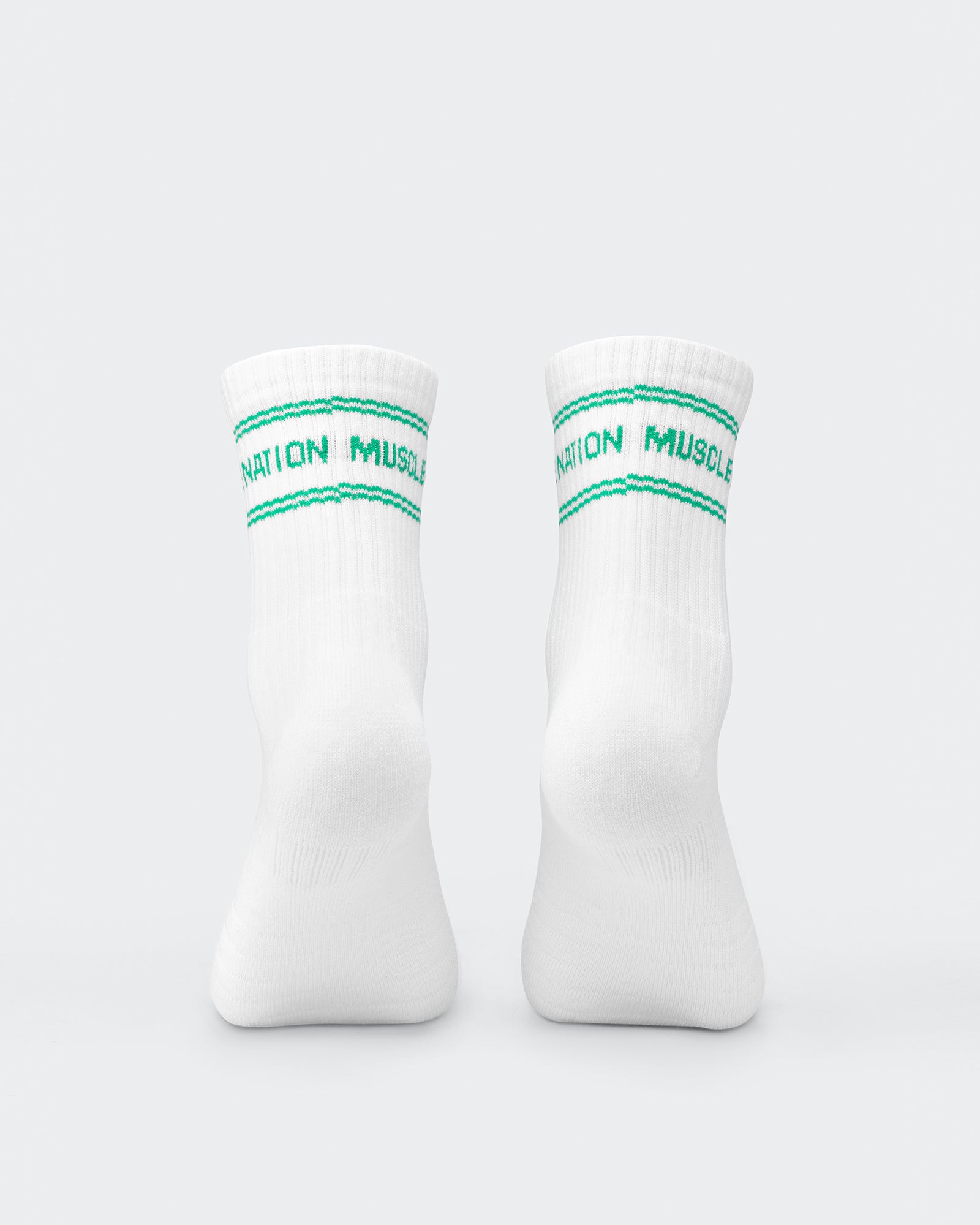 Womens Stripe Crew Sock (2x Pack) - Clover/ Capri Blue-Socks-White/ Clover, White/ Capri-ACC1124168WHCLWHCP-ONE-MNAPPRL32724-5-Muscle Nation