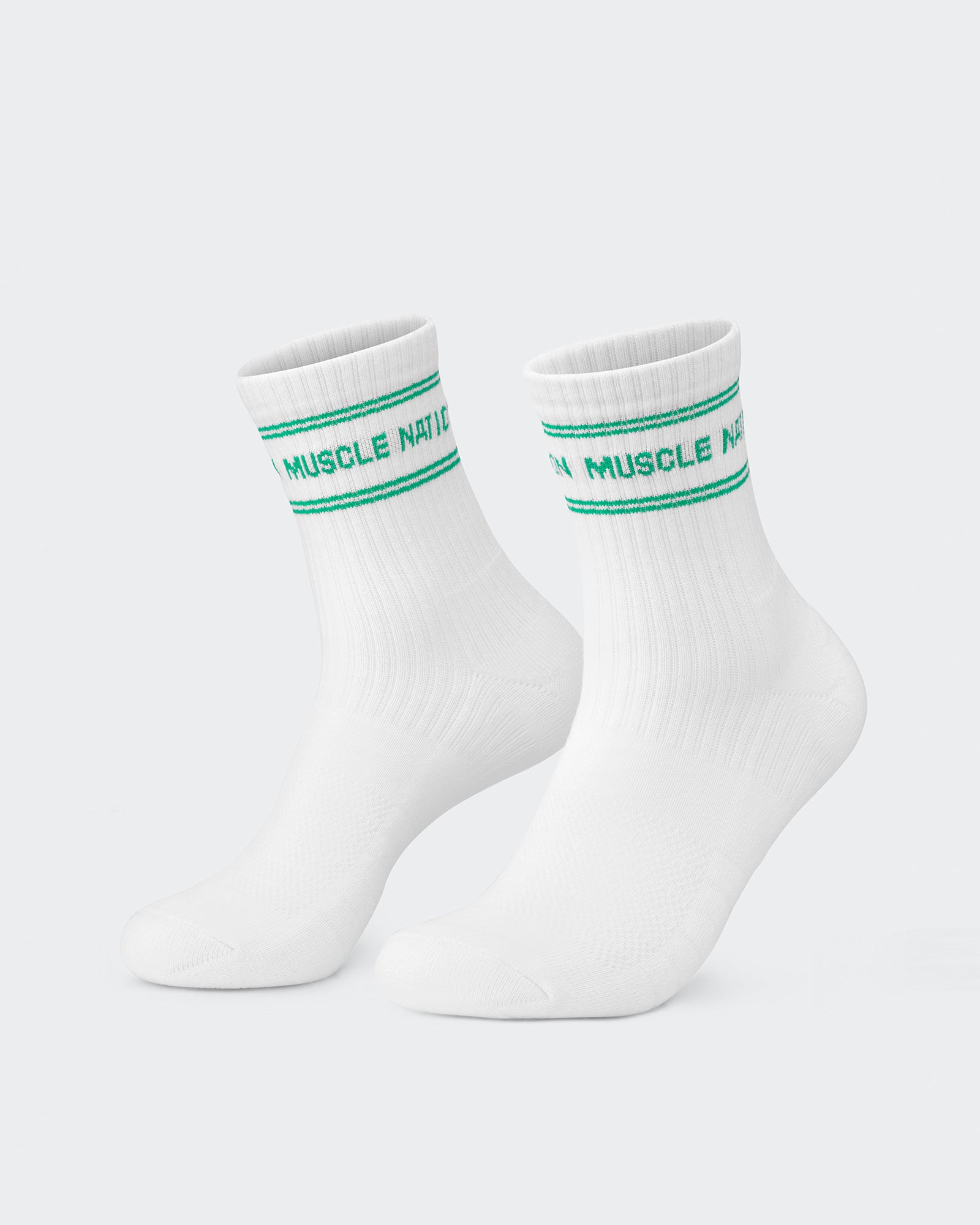 Womens Stripe Crew Sock (2x Pack) - Clover/ Capri Blue-Socks-White/ Clover, White/ Capri-ACC1124168WHCLWHCP-ONE-MNAPPRL32724-3-Muscle Nation