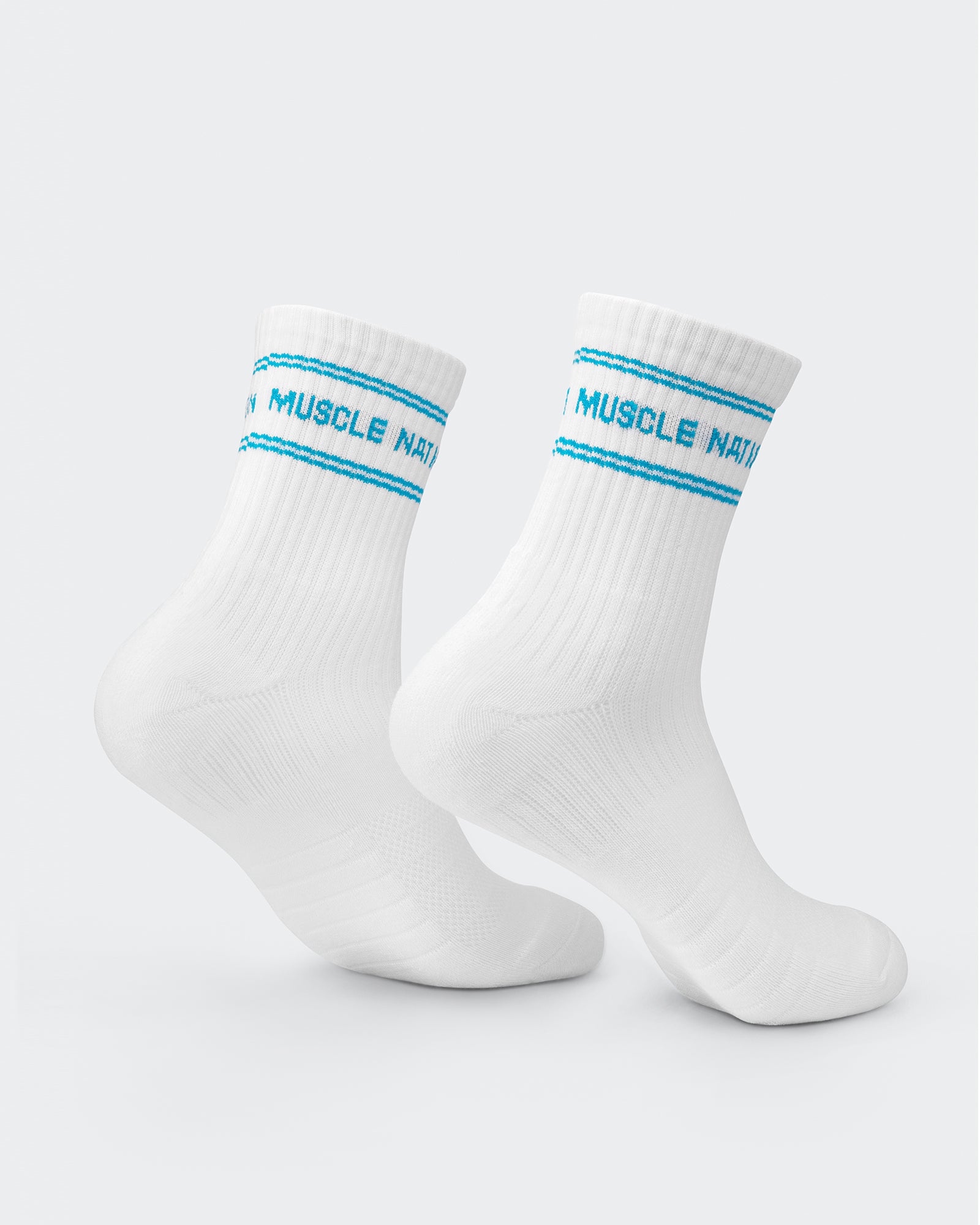 Womens Stripe Crew Sock (2x Pack) - Clover/ Capri Blue-Socks-White/ Clover, White/ Capri-ACC1124168WHCLWHCP-ONE-MNAPPRL32724-4-Muscle Nation