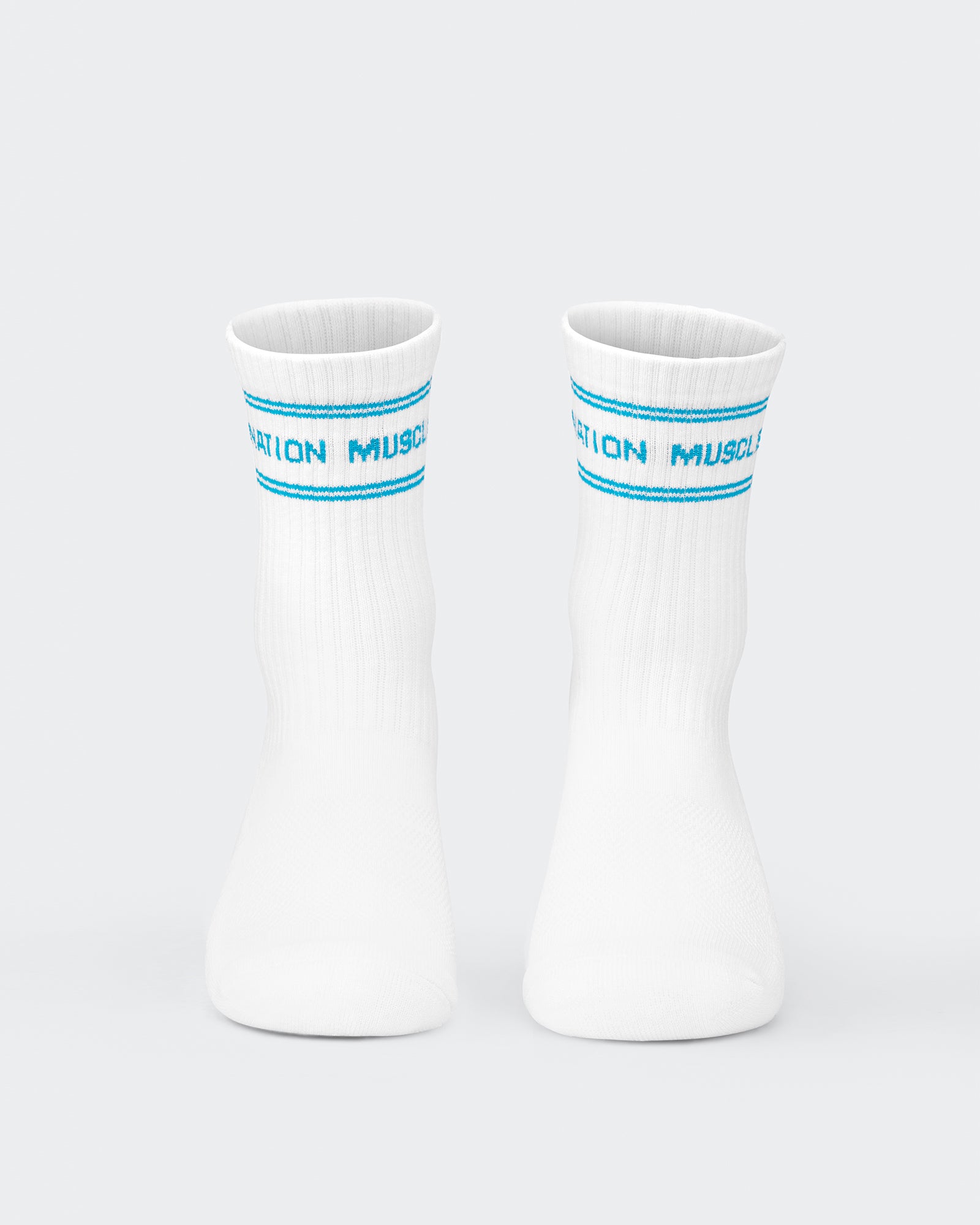 Womens Stripe Crew Sock (2x Pack) - Clover/ Capri Blue-Socks-White/ Clover, White/ Capri-ACC1124168WHCLWHCP-ONE-MNAPPRL32724-2-Muscle Nation