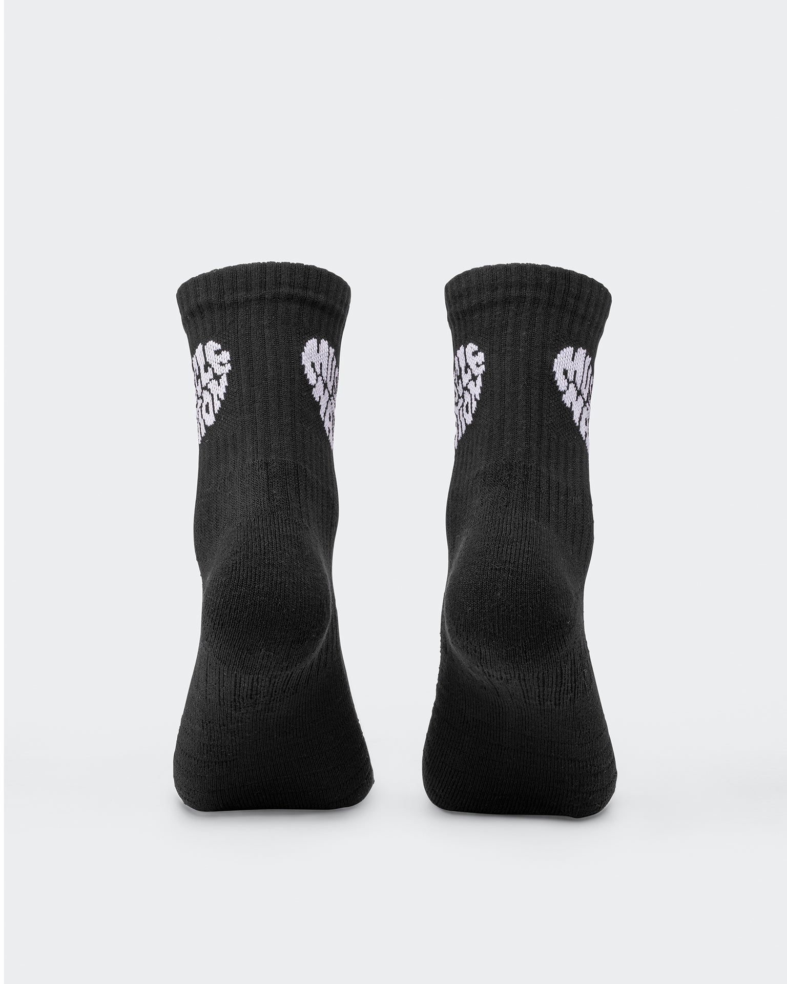Womens Heart Crew Sock (2x Pack) - White/ Black-Socks & Underwear-White/ Black-ACC1124158WHTBLK-ONE-MNAPPRL32717-5-Muscle Nation