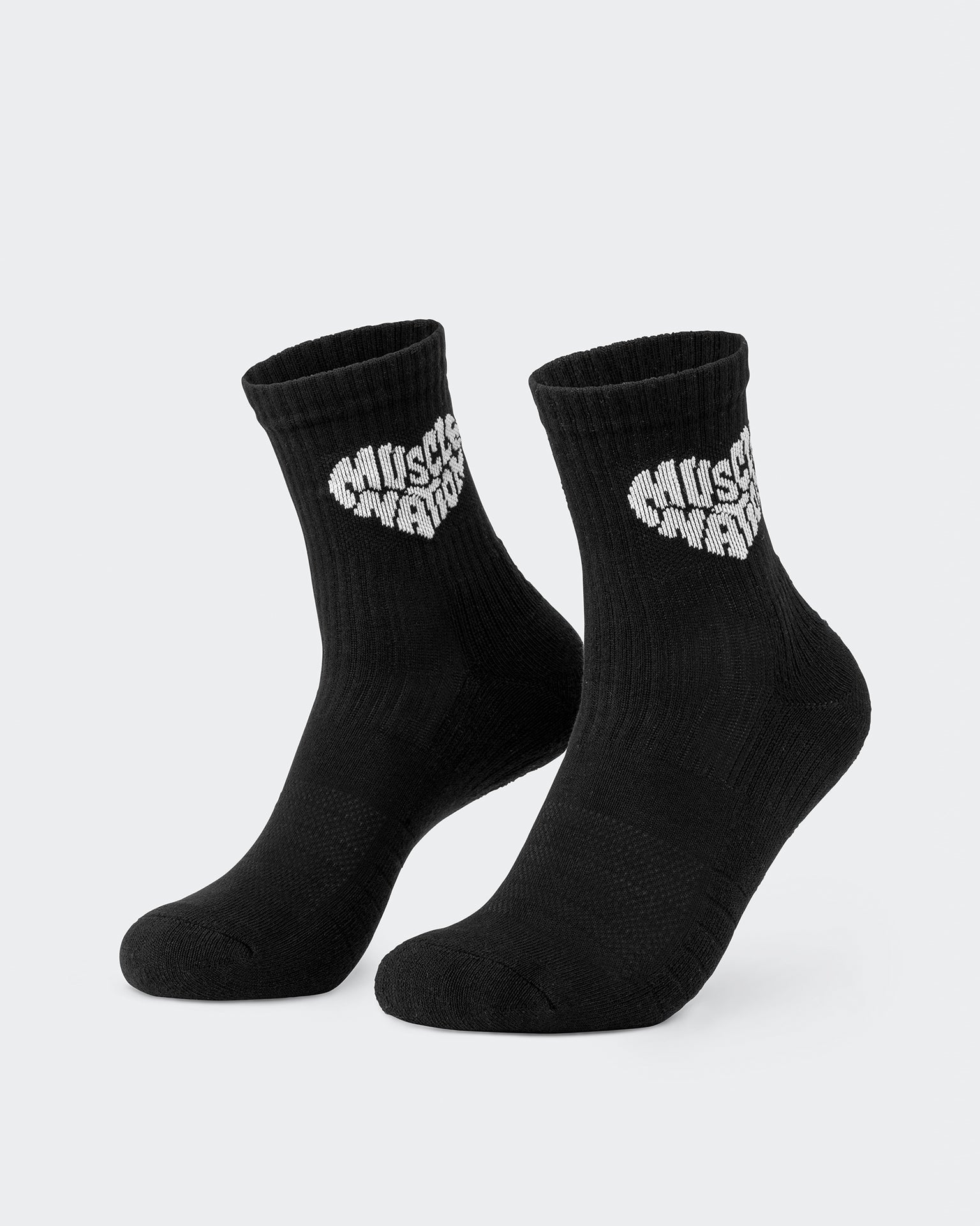Womens Heart Crew Sock (2x Pack) - White/ Black-Socks & Underwear-White/ Black-ACC1124158WHTBLK-ONE-MNAPPRL32717-3-Muscle Nation