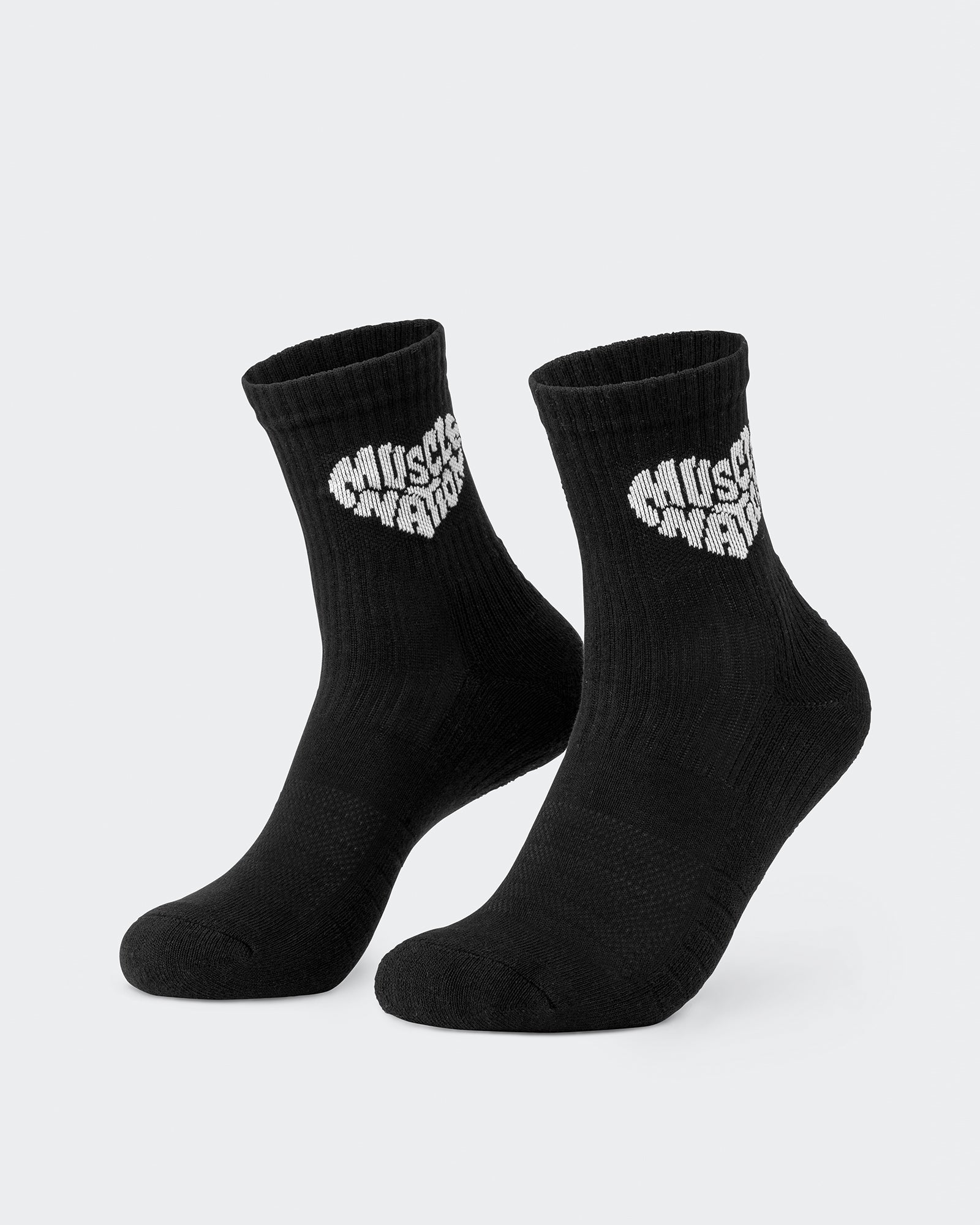 Womens Heart Crew Sock (2x Pack) - White/ Black-Socks & Underwear-White/ Black-ACC1124158WHTBLK-ONE-MNAPPRL32717-3-Muscle Nation