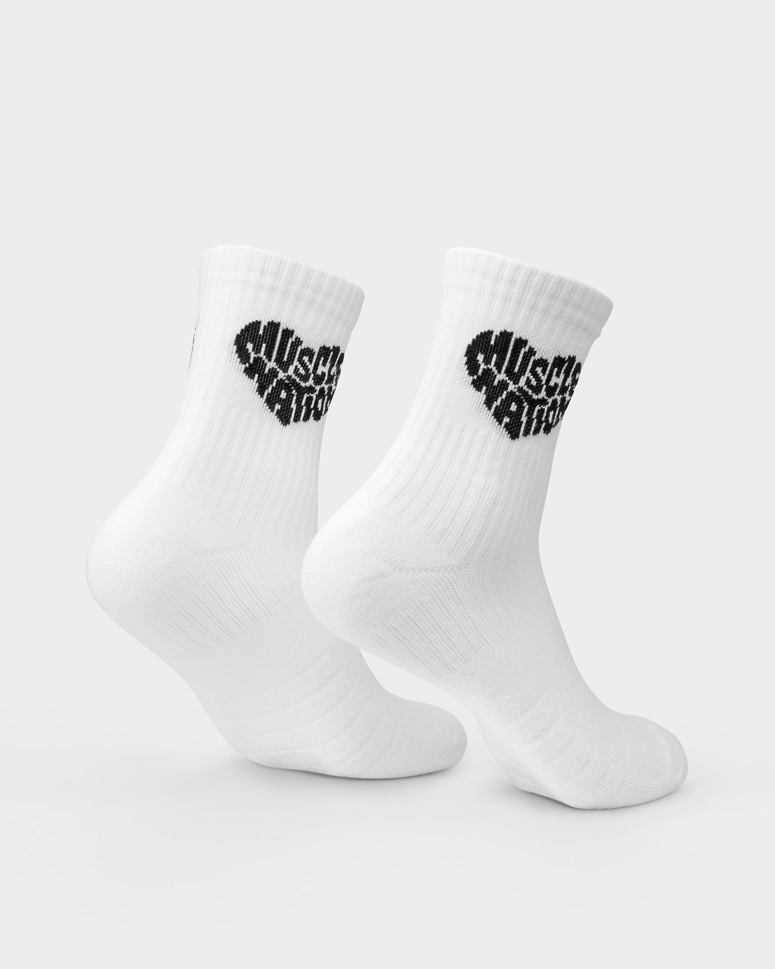 Womens Heart Crew Sock (2x Pack) - White/ Black-Socks & Underwear-White/ Black-ACC1124158WHTBLK-ONE-MNAPPRL32717-4-Muscle Nation