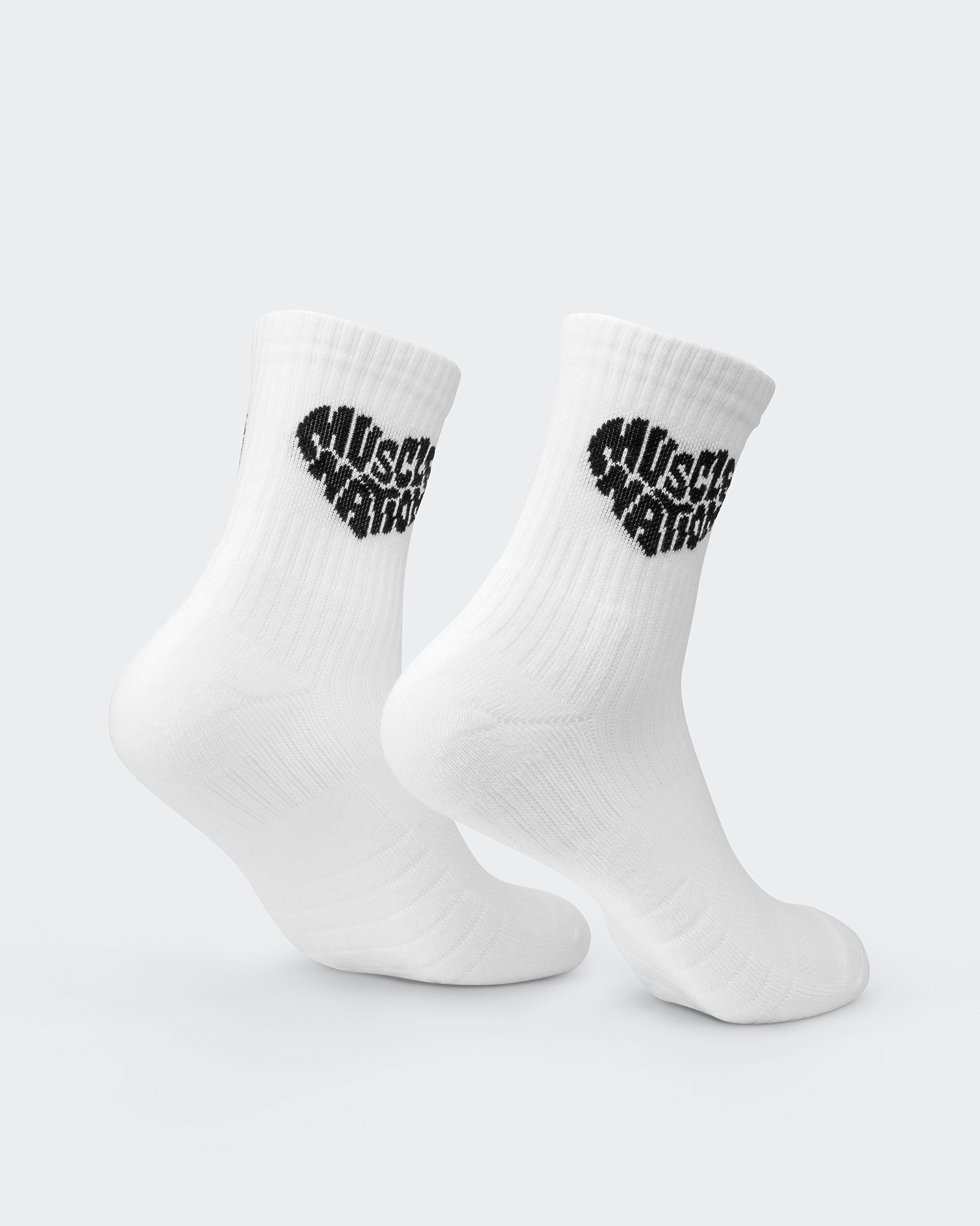 Womens Heart Crew Sock (2x Pack) - White/ Black-Socks & Underwear-White/ Black-ACC1124158WHTBLK-ONE-MNAPPRL32717-4-Muscle Nation