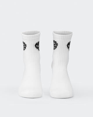 Womens Heart Crew Sock (2x Pack) - White/ Black-Socks & Underwear-White/ Black-ACC1124158WHTBLK-ONE-MNAPPRL32717-2-Muscle Nation