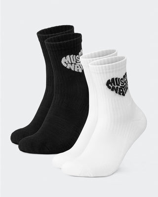 Womens Heart Crew Sock (2x Pack) - White/ Black-Socks & Underwear-White/ Black-ACC1124158WHTBLK-ONE-MNAPPRL32717-1-Muscle Nation
