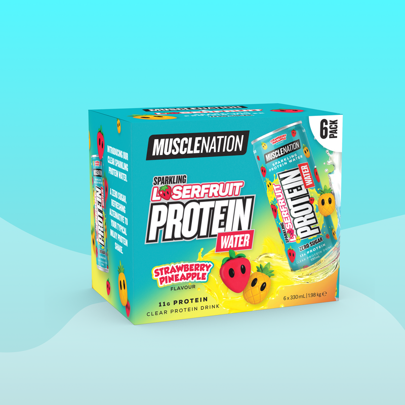 SPARKLING PROTEIN WATER Zero Sugar - LOSERFRUIT Strawberry Pineapple 330ml (6 Pack)-Snacks & Drinks-MNSUPPS0374-9359054002456-1-Muscle Nation