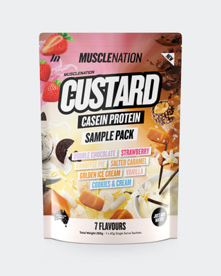CUSTARD Casein Protein - Sample Pack - 7 Flavours-CUSTARD Casein Powder-MNSUPPS0342-9359054001626-1-Muscle Nation