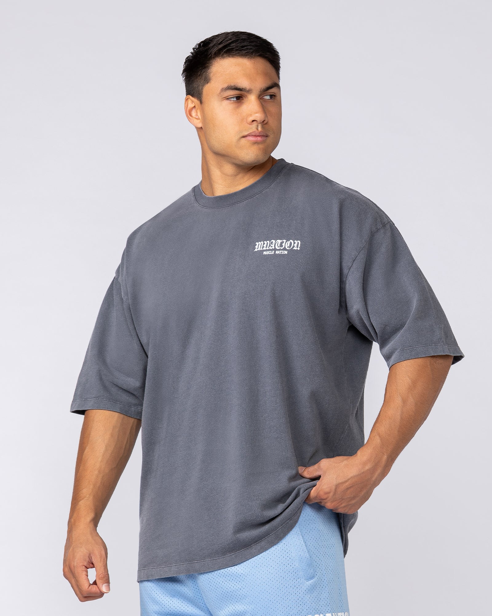 Savage Oversized Vintage Tee - Washed Grey-T-Shirts-XS-092523WGRY-XS-MNAPPRL44322-3-Muscle Nation