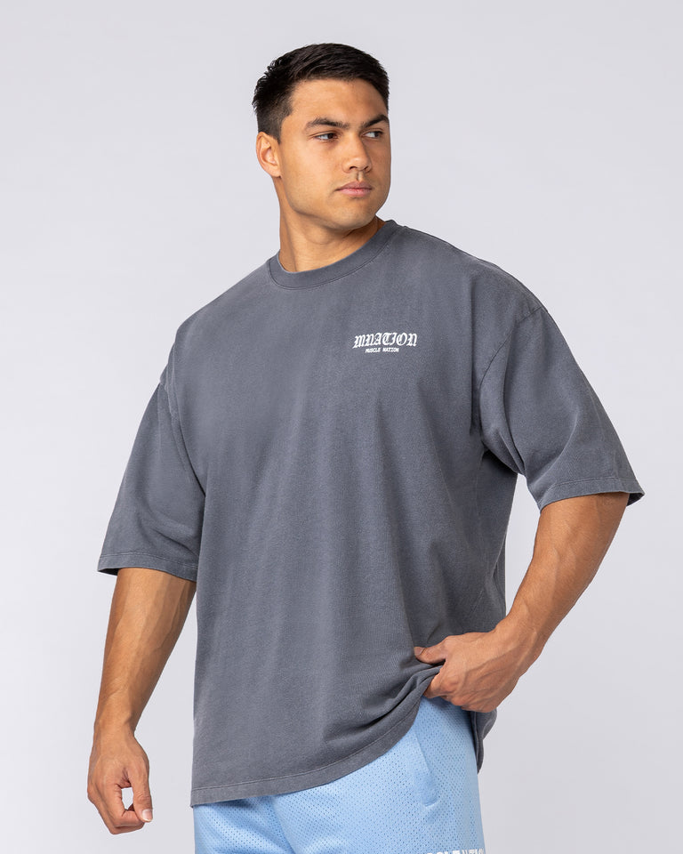 Savage Oversized Vintage Tee - Washed Grey-T-Shirts-XS-092523WGRY-XS-MNAPPRL44322-3-Muscle Nation