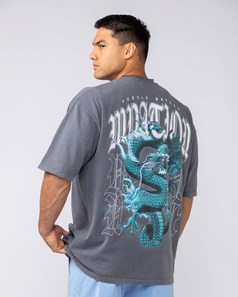 Savage Oversized Vintage Tee - Washed Grey-T-Shirts-XS-092523WGRY-XS-MNAPPRL44322-4-Muscle Nation