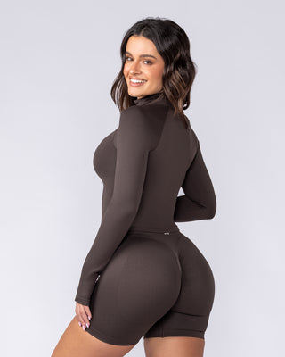 Sculpt Seamless Cropped Jacket Cocoa - Muscle Nation women's jacket, view 2