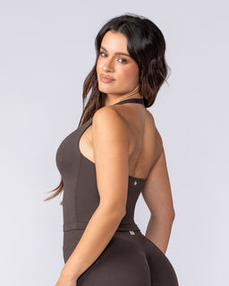 Sculpt Seamless Halter Bra Tank Cocoa - Muscle Nation women's tank top