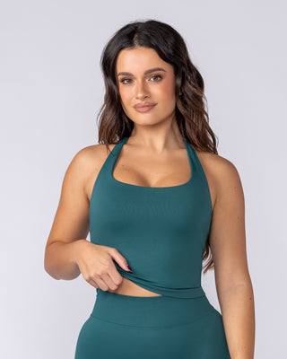Sculpt Seamless Halter Bra Tank Dark Jade - Muscle Nation women's tank top