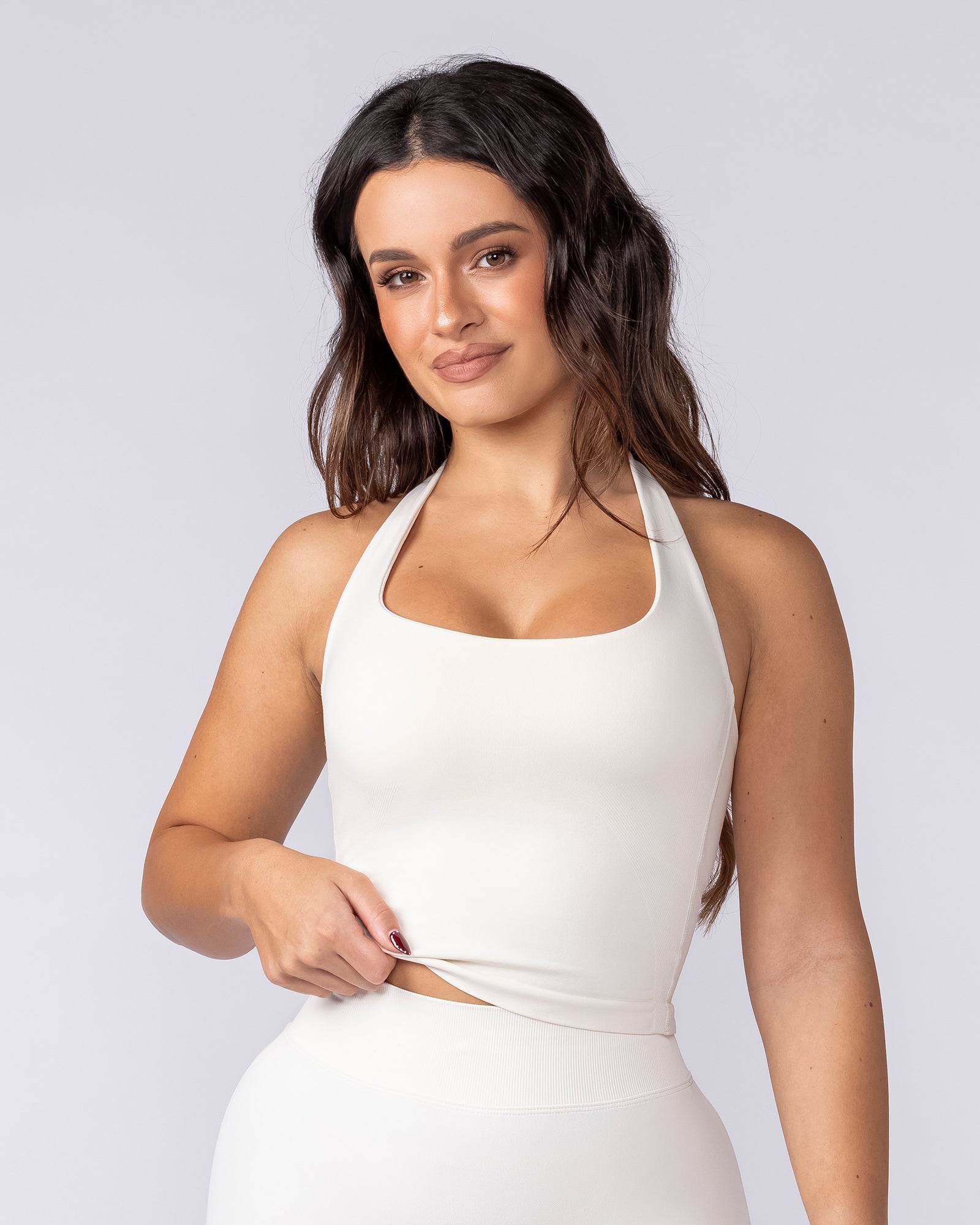 Sculpt Seamless Halter Bra Tank - Travertine