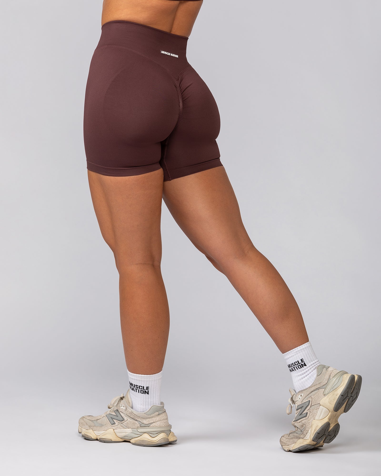 Sculpt Seamless Midway Shorts - Rocky Road-Shorts-XS-032541RKRD-XS-MNAPPRL41521-4-Muscle Nation