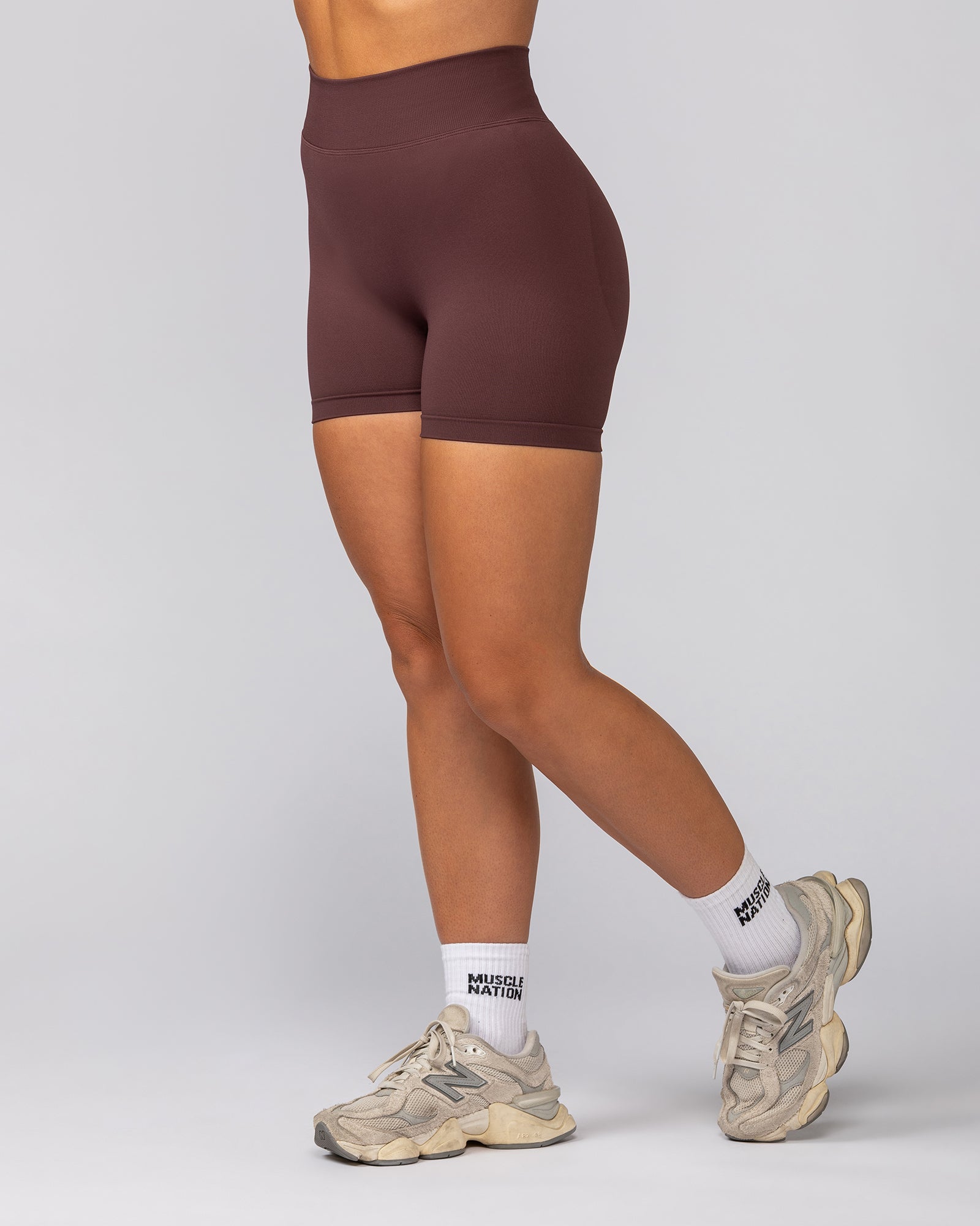 Sculpt Seamless Midway Shorts - Rocky Road-Shorts-XS-032541RKRD-XS-MNAPPRL41521-3-Muscle Nation