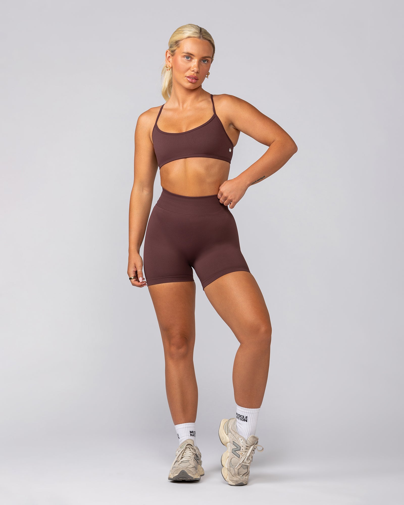 Sculpt Seamless Midway Shorts - Rocky Road-Shorts-XS-032541RKRD-XS-MNAPPRL41521-6-Muscle Nation