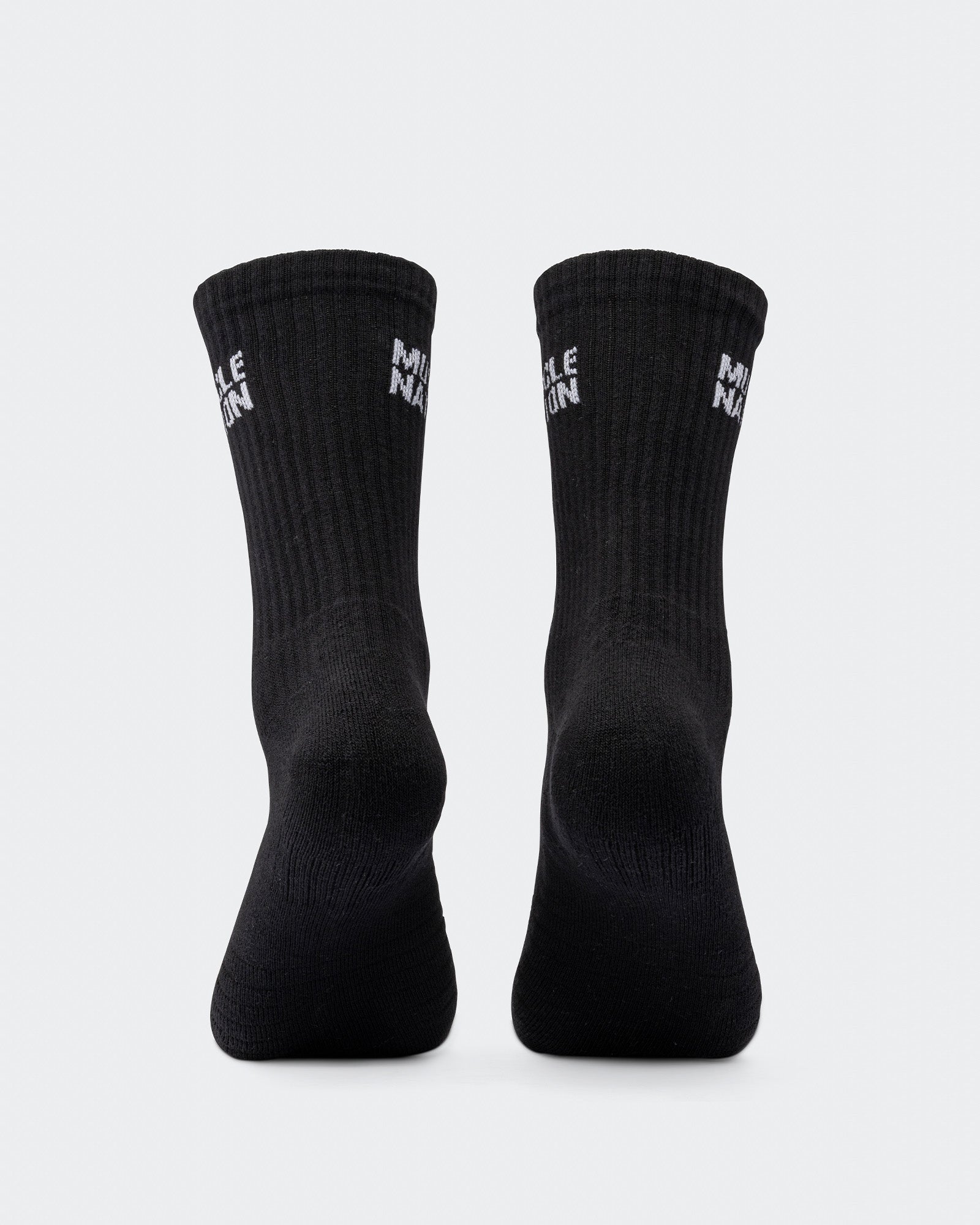 Mens Essential Crew Socks (2x Pack) - Black-Socks-Black-AC092311BLK-ONE-MNAPPRL26522-2-Muscle Nation