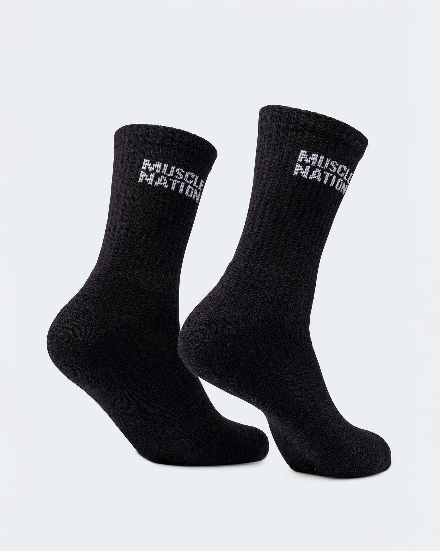 Mens Essential Crew Socks (2x Pack) - Black-Socks-Black-AC092311BLK-ONE-MNAPPRL26522-5-Muscle Nation