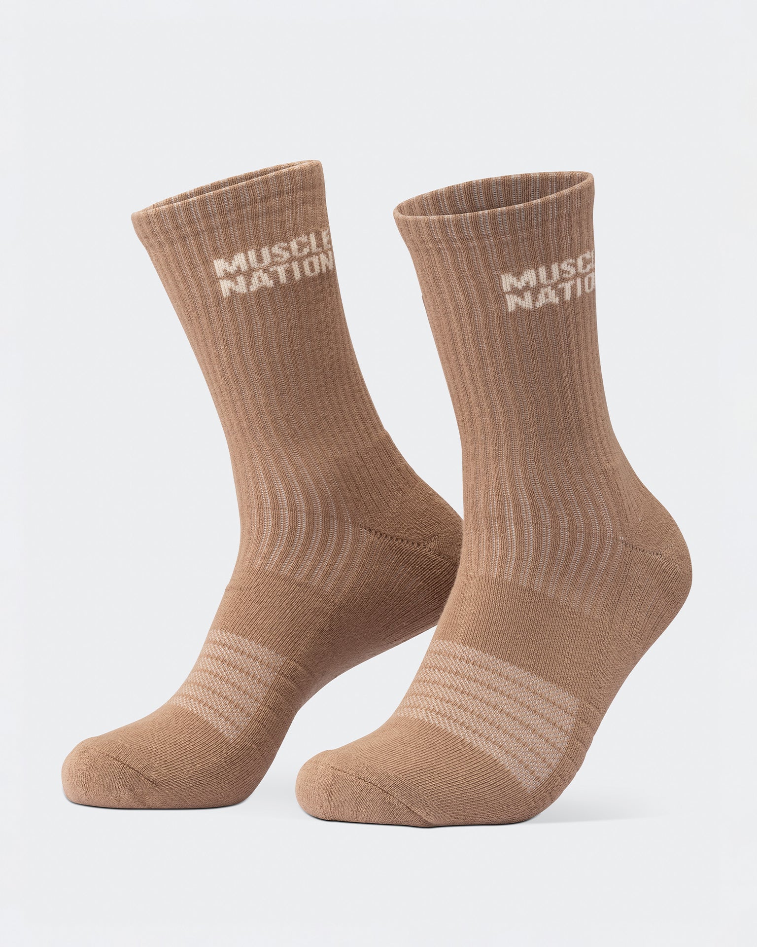 Mens Essential Crew Socks (2x Pack) - Taupe / Dew-Socks-Taupe / Dew-AC092311TAUPDEW-ONE-MNAPPRL26520-5-Muscle Nation