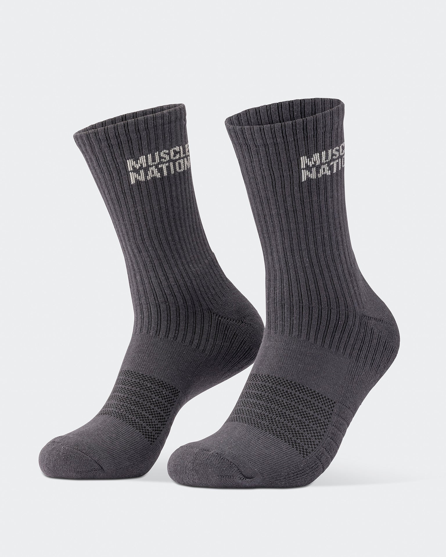 Mens Essential Crew Socks (2x Pack) - Charcoal / Dew-Socks-Charcoal / Dew-AC092311CHARCDEW-ONE-MNAPPRL26521-9-Muscle Nation