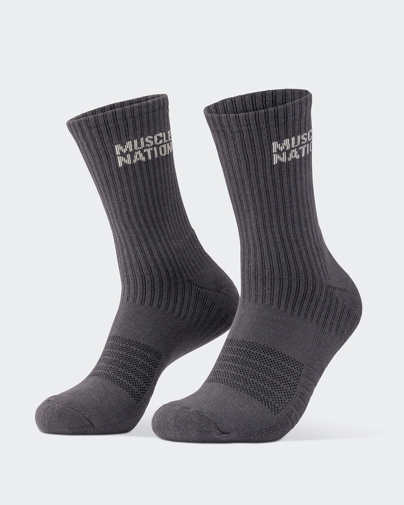 Mens Essential Crew Socks (2x Pack) - Charcoal / Dew-Socks-Charcoal / Dew-AC092311CHARCDEW-ONE-MNAPPRL26521-9-Muscle Nation