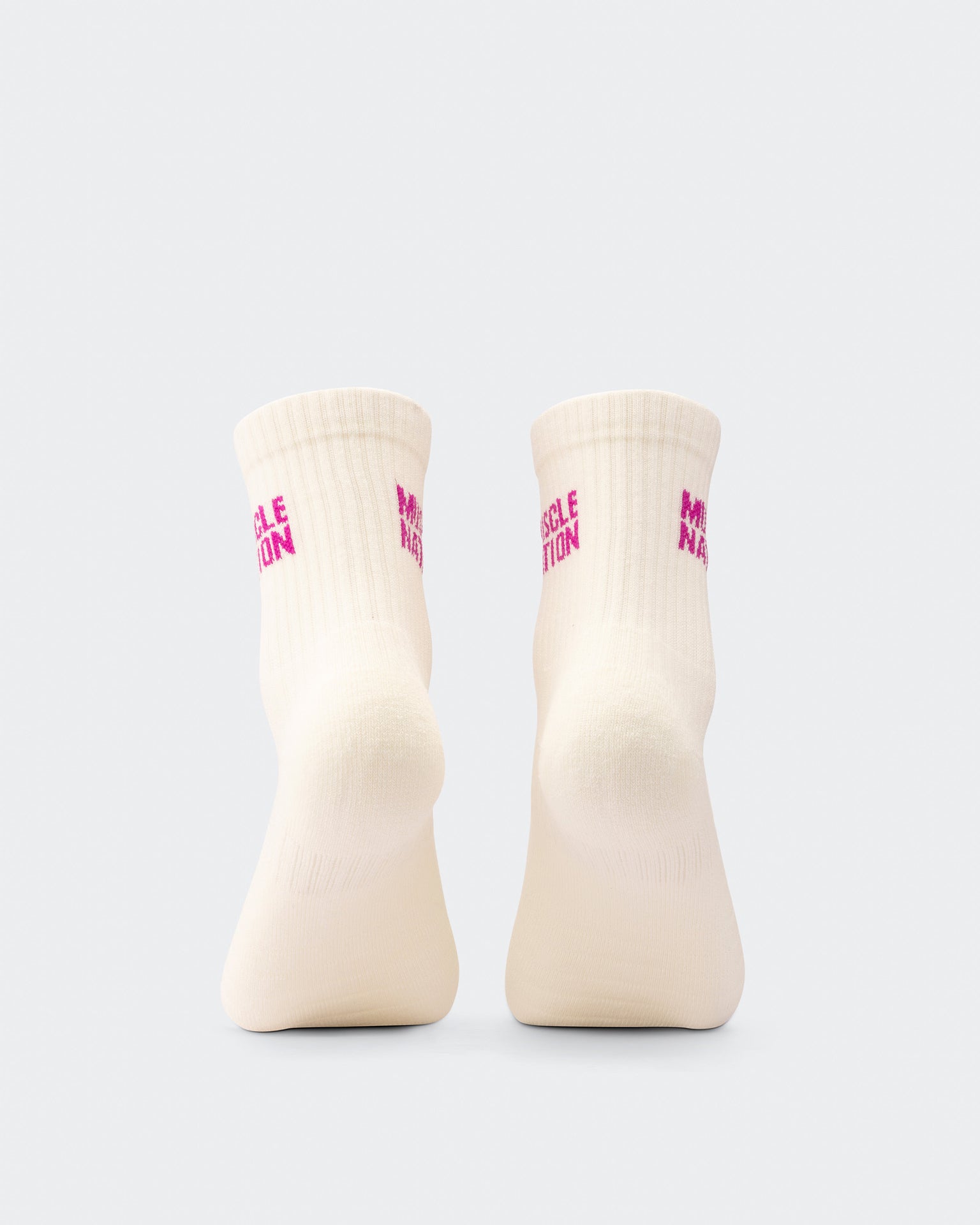 Womens Essential Crew Socks (3x Pack) - Off White / Bright Pink / Hyper Fuchsia-Socks-White / Bright Pink / Hyper Fuscia-AC112335WHTBPHYPFUS-ONE-MNAPPRL26510-3-Muscle Nation